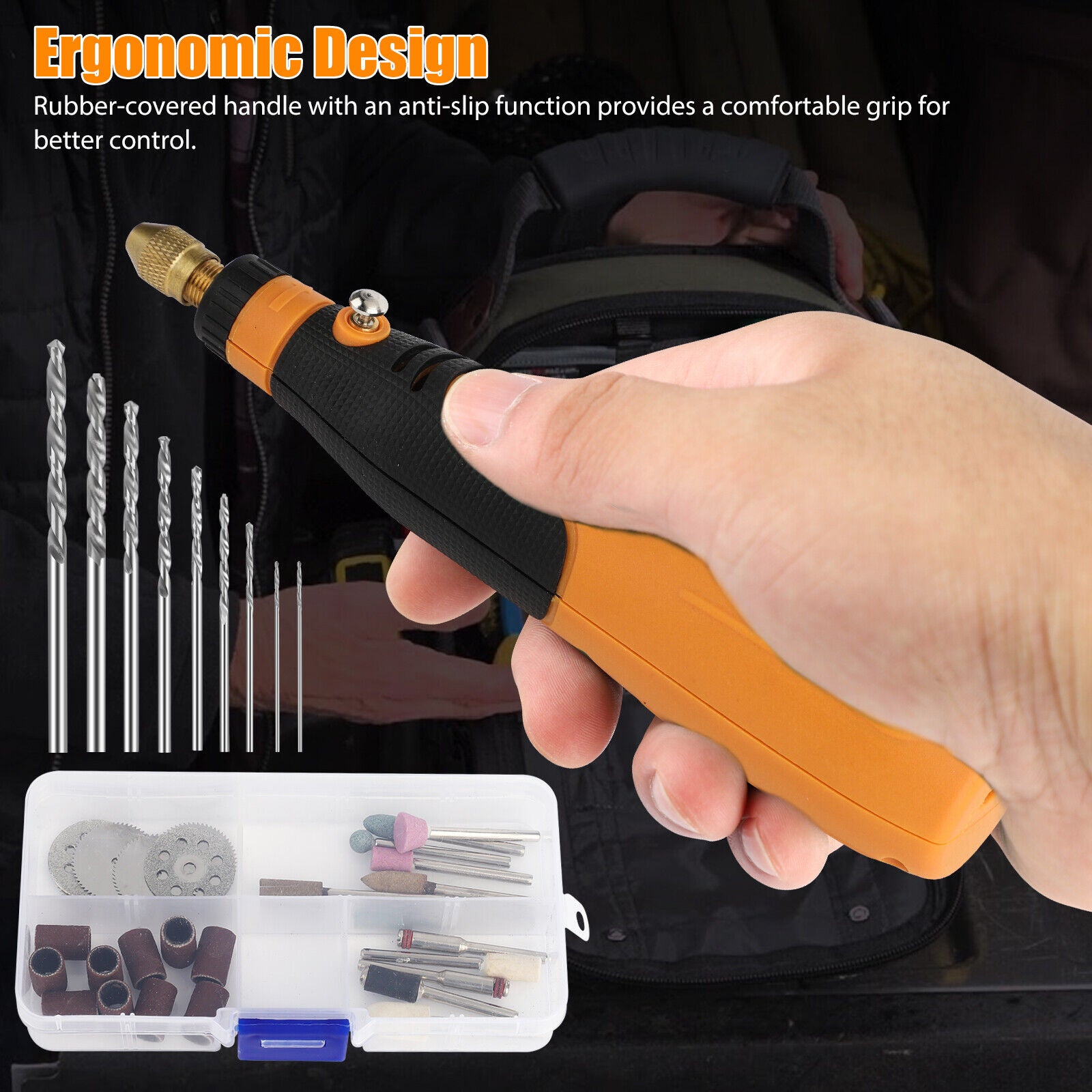 Cordless Grinder Rotary Tool Kit Battery Powered 3 Speeds with 46Pcs Accessories