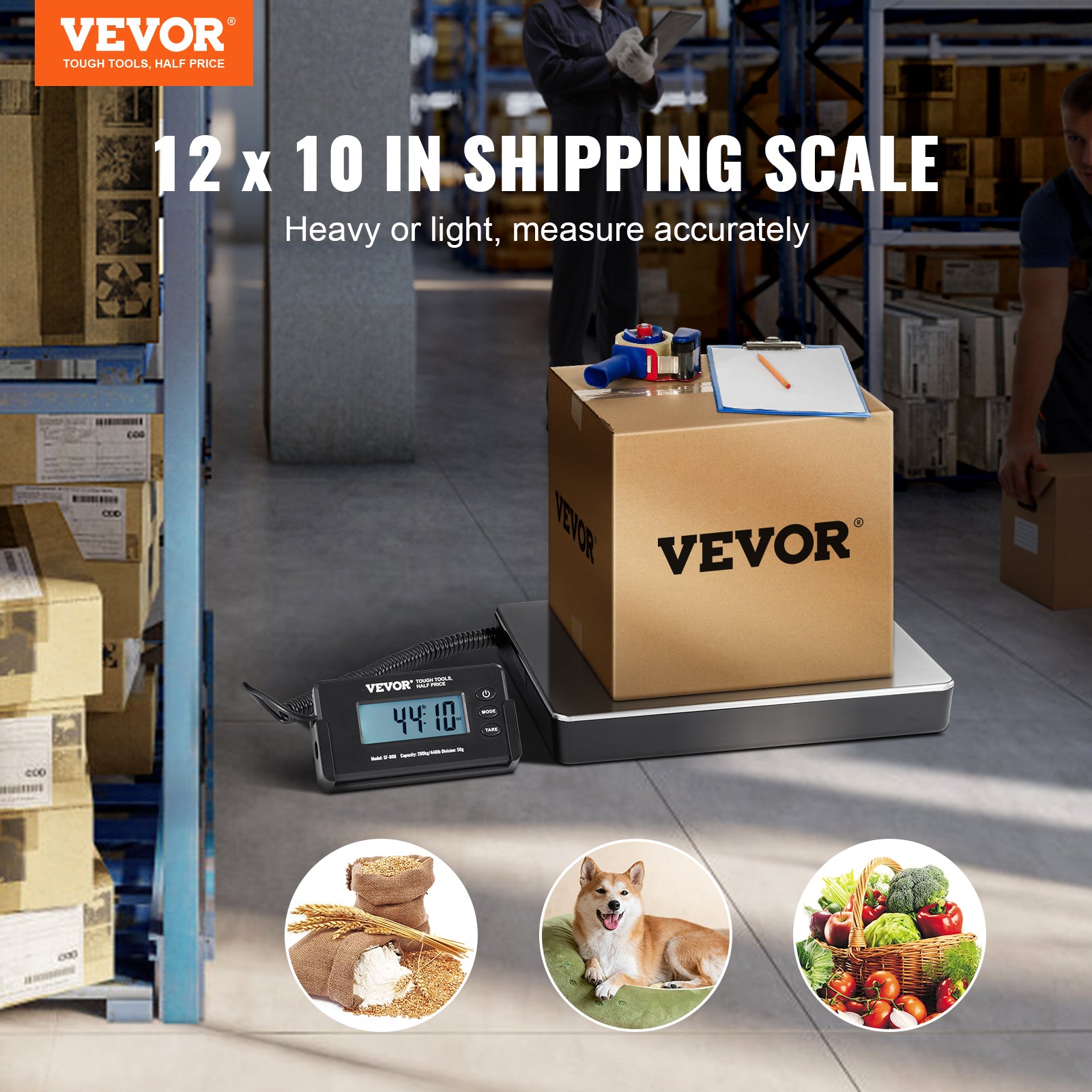 VEVOR Shipping Scale 110 Lbs/440 Lbs Digital Postal Scale AC/DC Package LCD