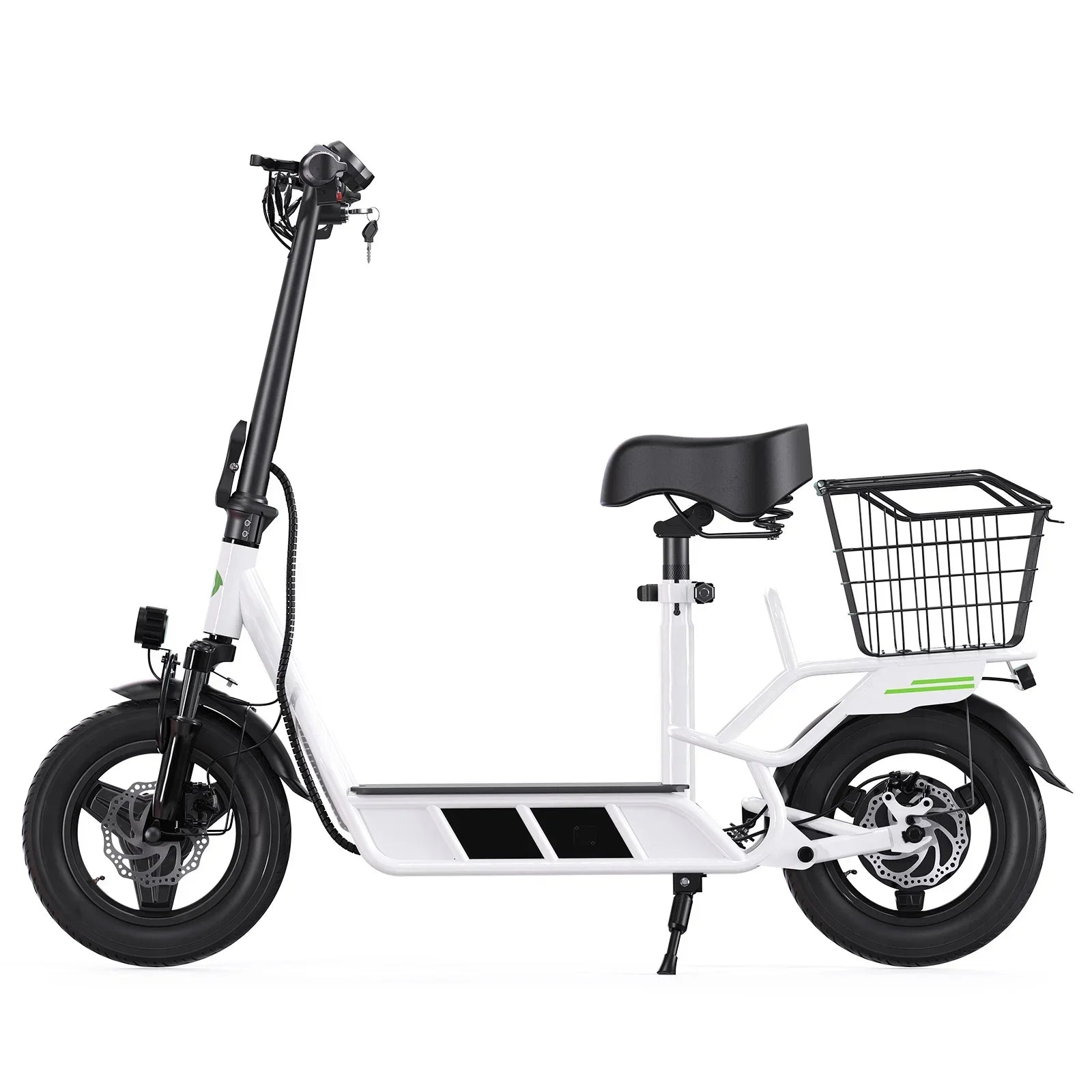 Lsinwheel Hyper X Adult with Seat and Rear Basket Electric Scooter 48V 10Ah Battery 700W Motor 14" Tire Foldable City E-Scooter