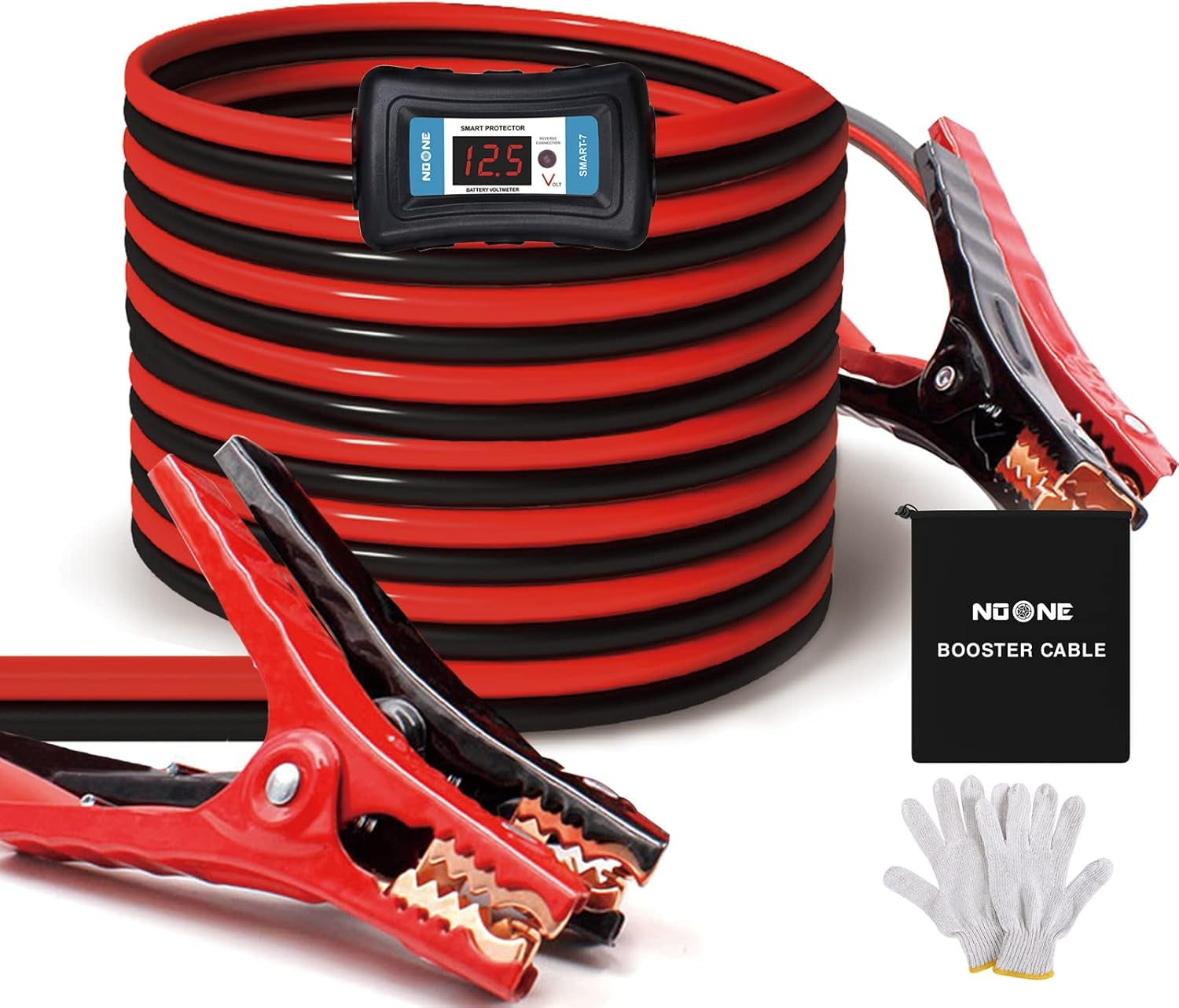 2 Gauge Jumper Cable Heavy Duty Car Battery Clamps, for Jump Starting Dead or Weak Batteries Booster Cables with S7 Reverse Polarity Protection and Carry (2 Gauge 20 Feet)