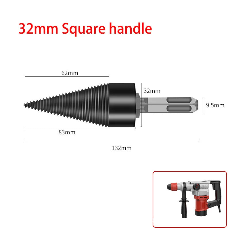 32Mm Wood Drill Bit Splitter Drill Hammer Drill Firewood Splitter Driller Square/Round/Hex Shank Drill Bit Split Drilling Tool