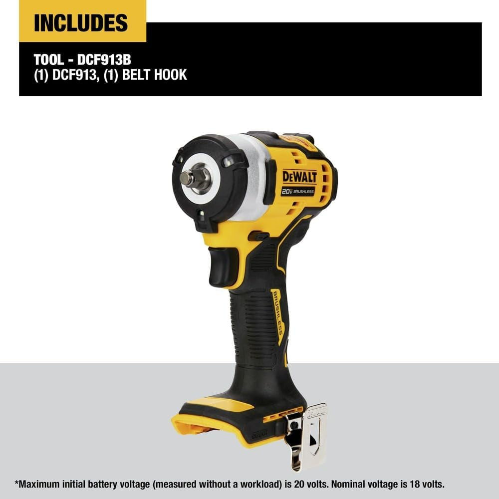 DCF913B 20V MAX* 3/8 In. Cordless Impact Wrench with Hog Ring Anvil (Tool Only)
