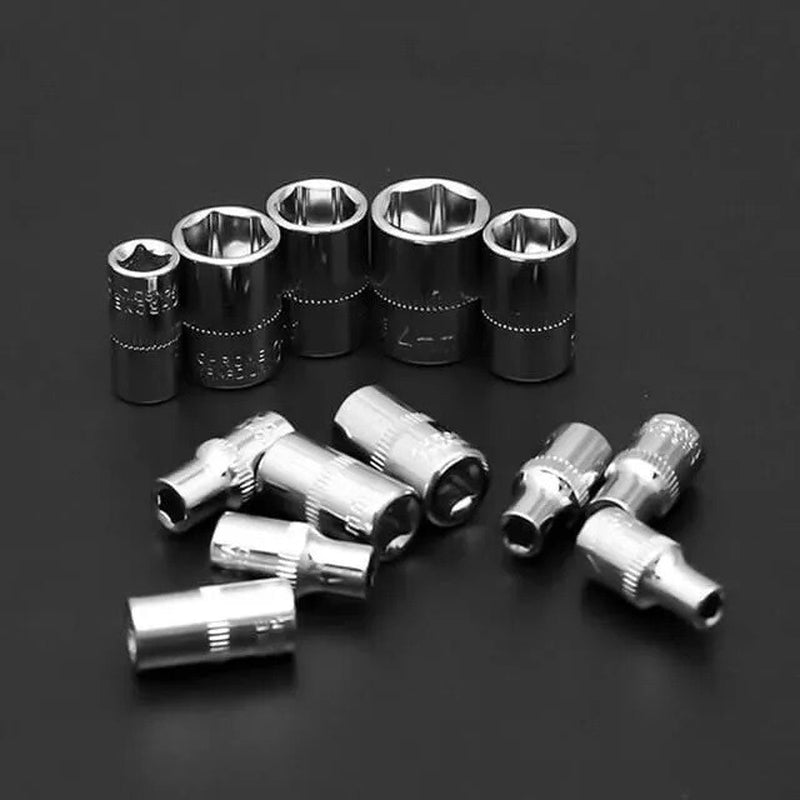 46Pcs Socket Set Car Repair Tool Ratchet Torque Wrench Kit 1/4" Drive with Box