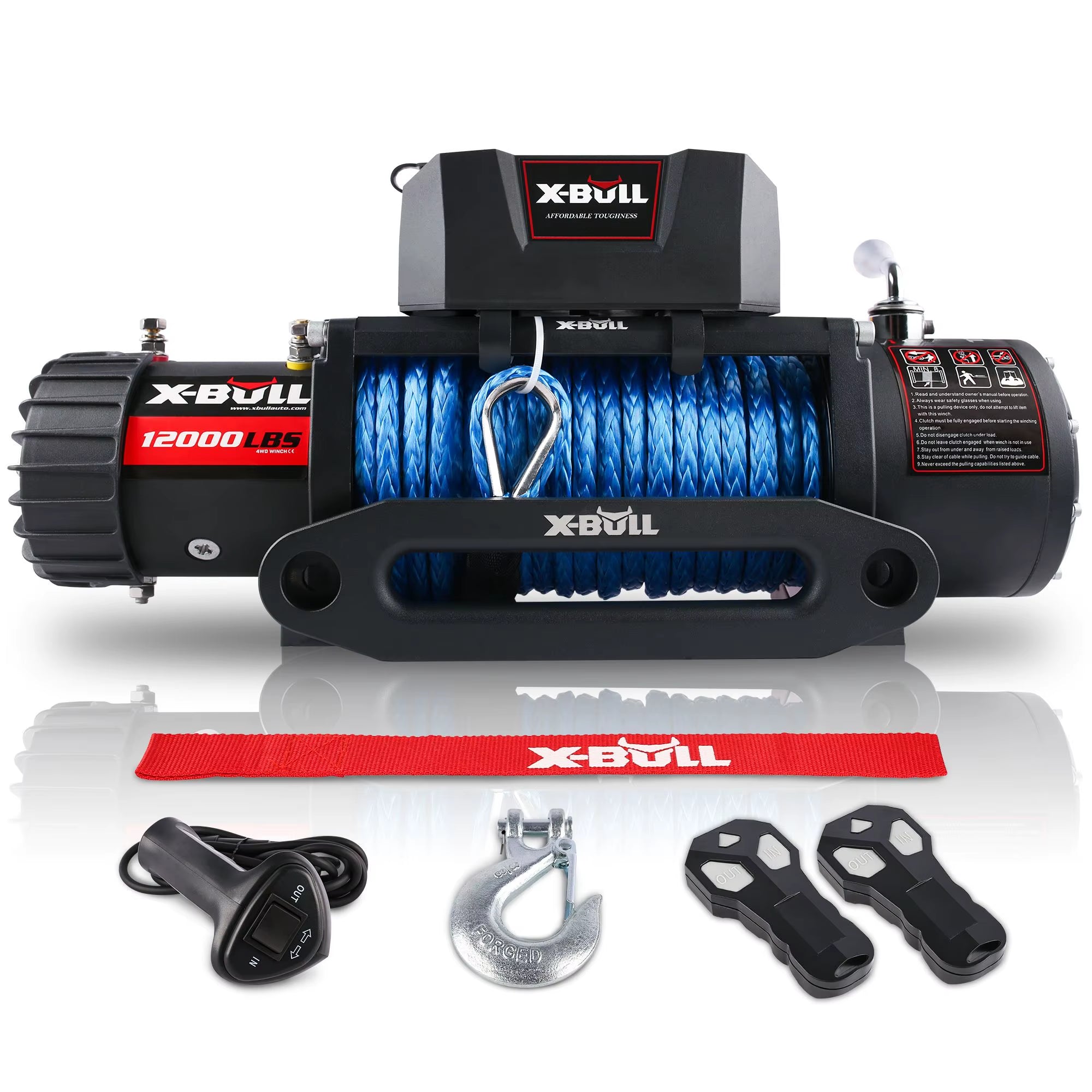 DB X-BULL 12000 Lbs Electric Winch with 12V DC Motor Steel Wire Rope for Trailer Towing for Trucks Jeeps Suvs Autos