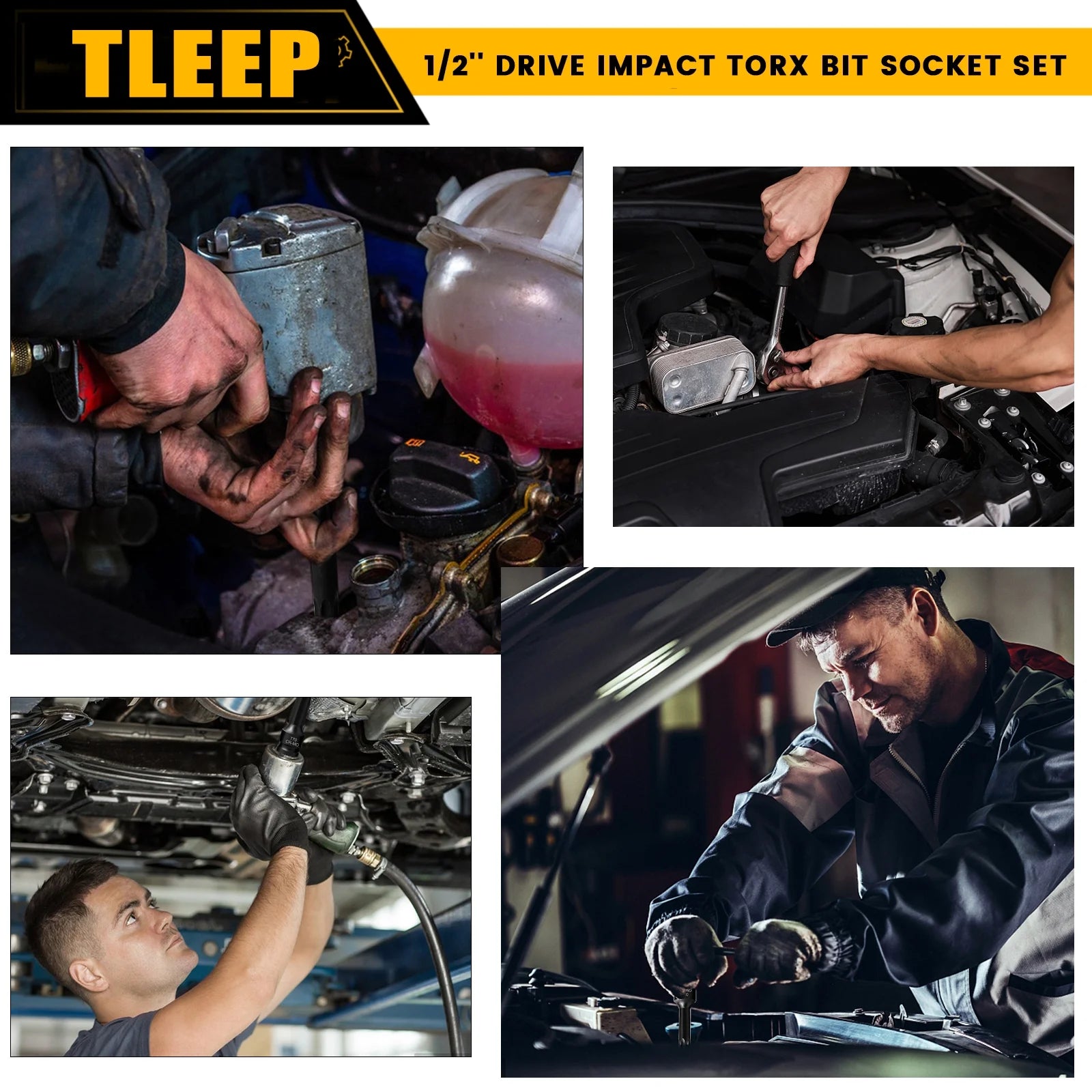 1/2 Inch Impact Torx Bit Socket Set,Cr-Mo Impact Grade,T30-T80 Torx Sockets with Socket Adapter