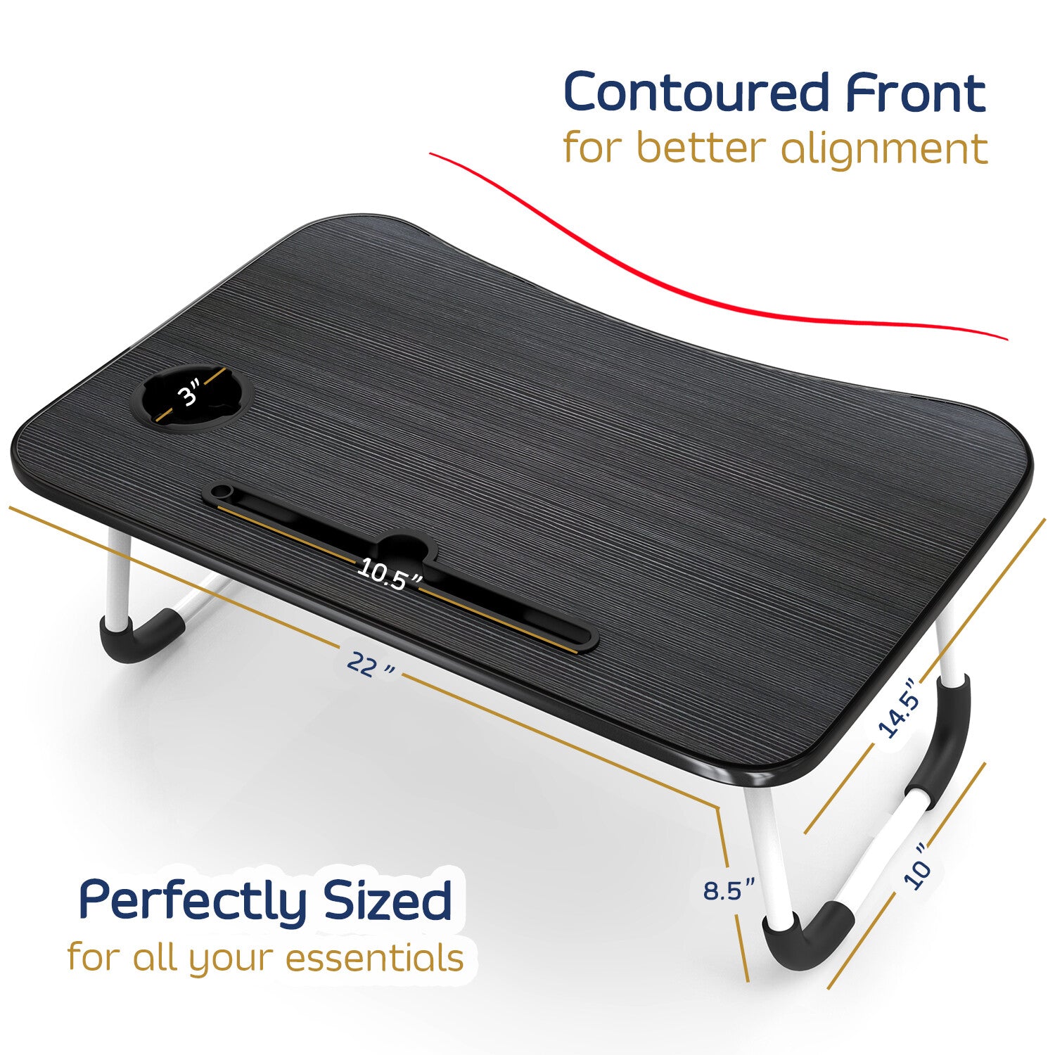 Adjustable Laptop Tray Lap Desk Stand Foldable Bed Table Notebook Tray Cup Slot