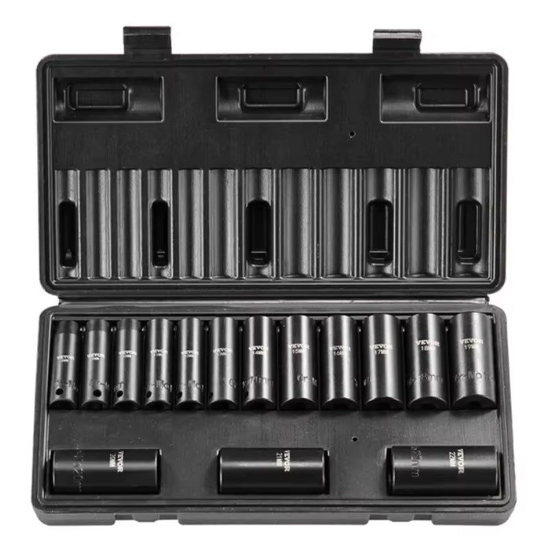 VEVOR FCJ 15Pcs Impact Set 6-Point 3 8In Drive Bit Ratchet Tool Kit Case Chrome Square Torx Spanner Wrenches OEM Customizable