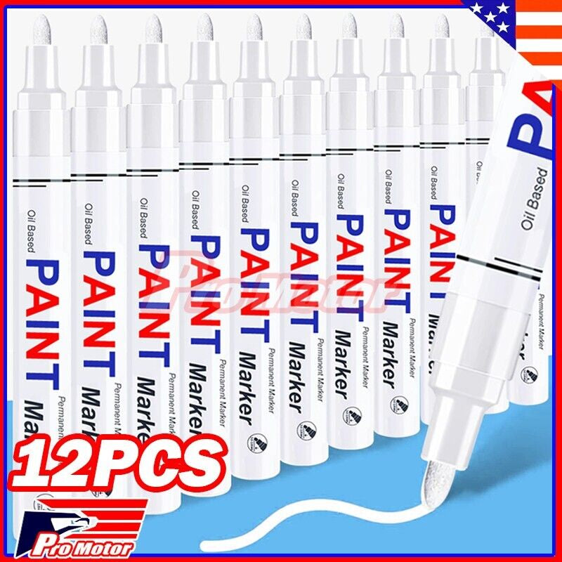 Lot White Permanent Waterproof Oil Based Paint Marker Car Tire Pen Metal Wood