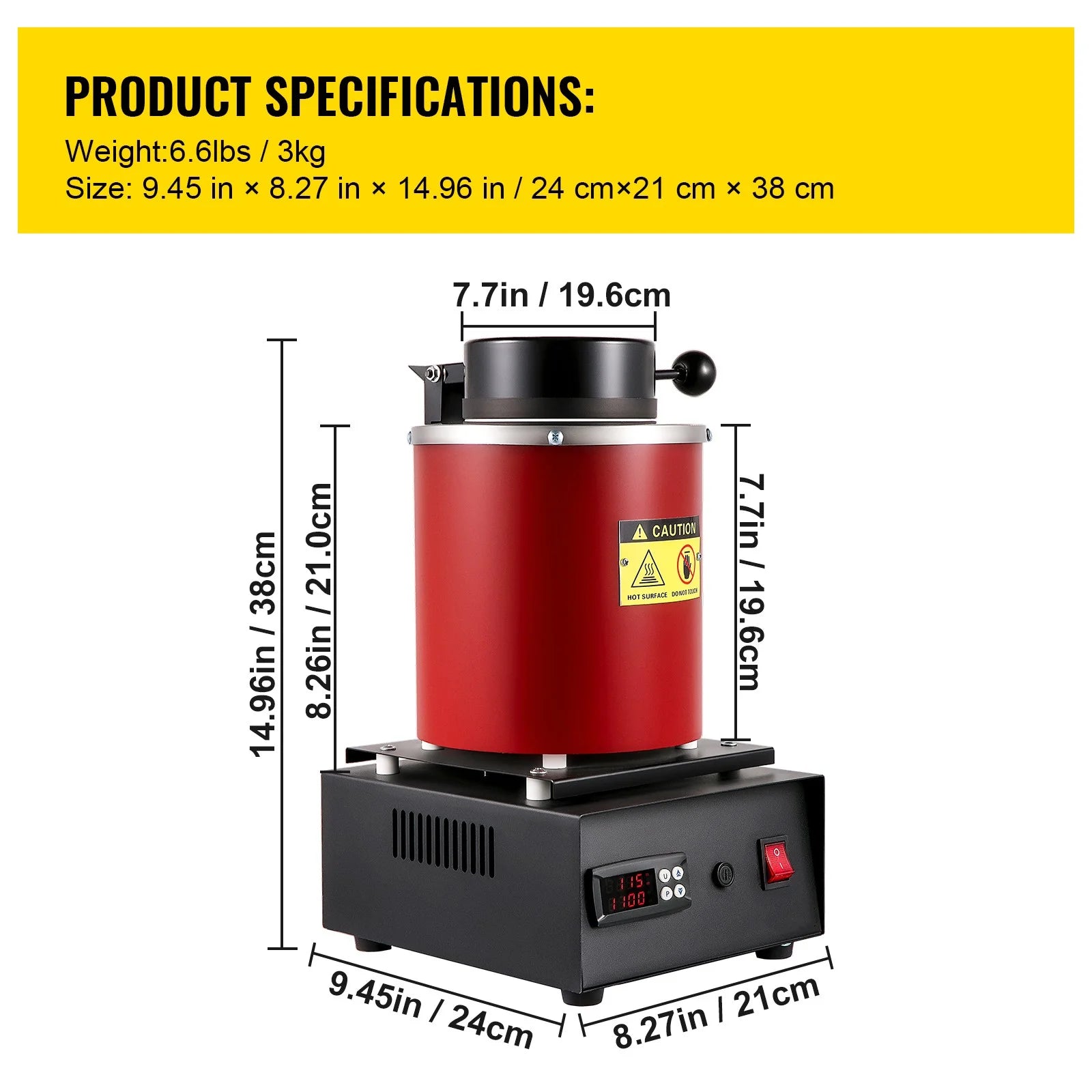 Electric Gold Melting Furnace W/ 1KG & 3KG Graphite Crucible & Ingot Mold