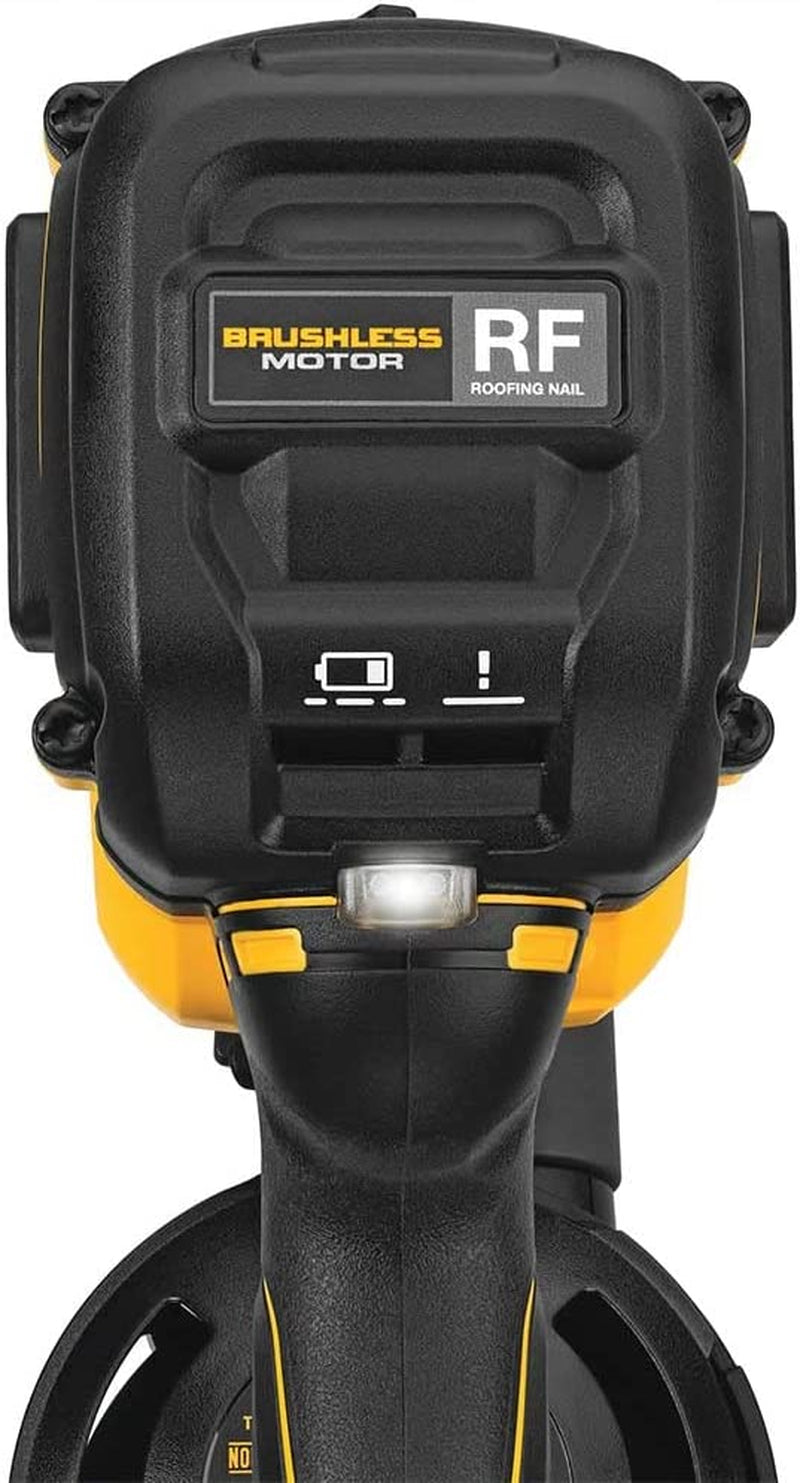 20V MAX Brushless 15 Degree Cordless Coil Battery Powered Roofing Nailer with Tool-Free Nail Tray (Yellow and Black)