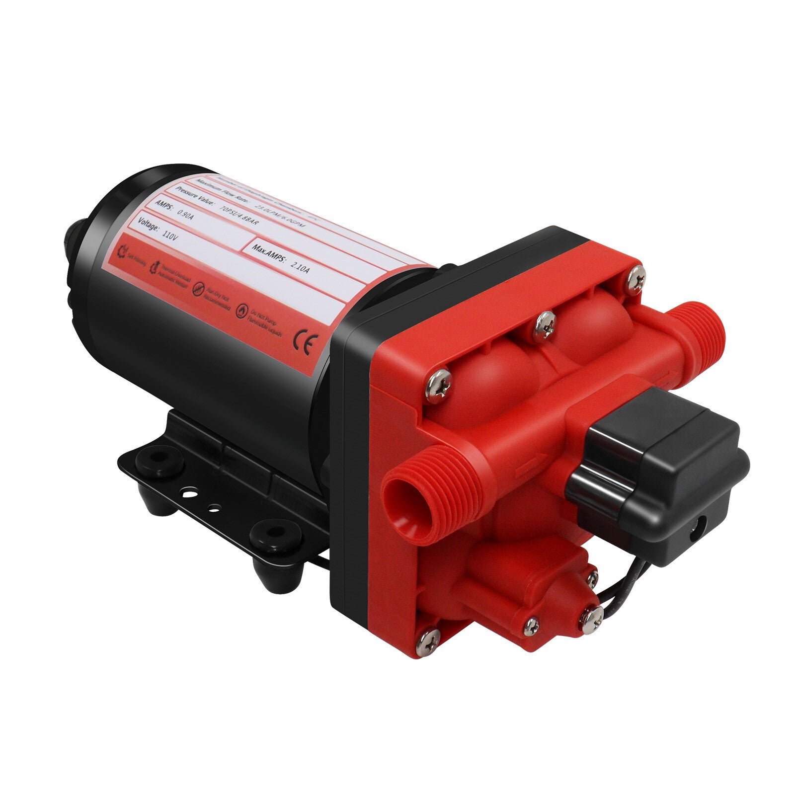 AC 110V 6GPM RV Water Pump Self-Priming Diaphragm Pump 70PSI High Pressure Pump