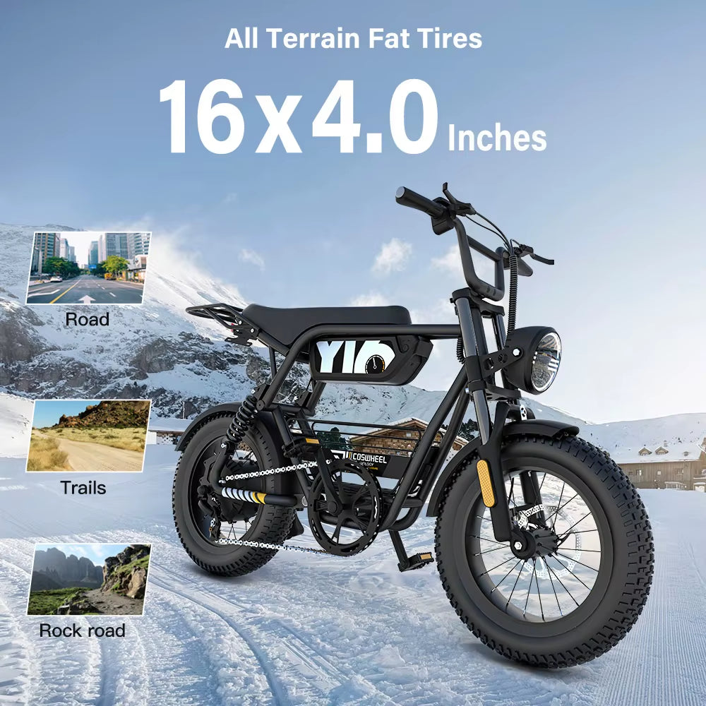 15Ah Battery Electric Fat Tire Bike COSWHEEL Y16 Available Now in Eu Usa Warehouse