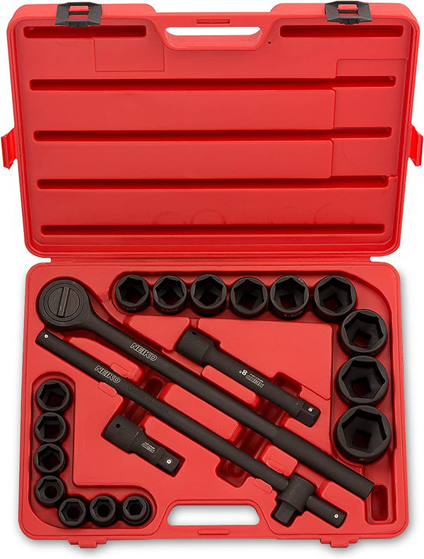02379A 3/4" Drive Jumbo Impact Socket Set | 21 Piece | Shallow | SAE | Sizes 3/4” to 2” | Cr-V Steel