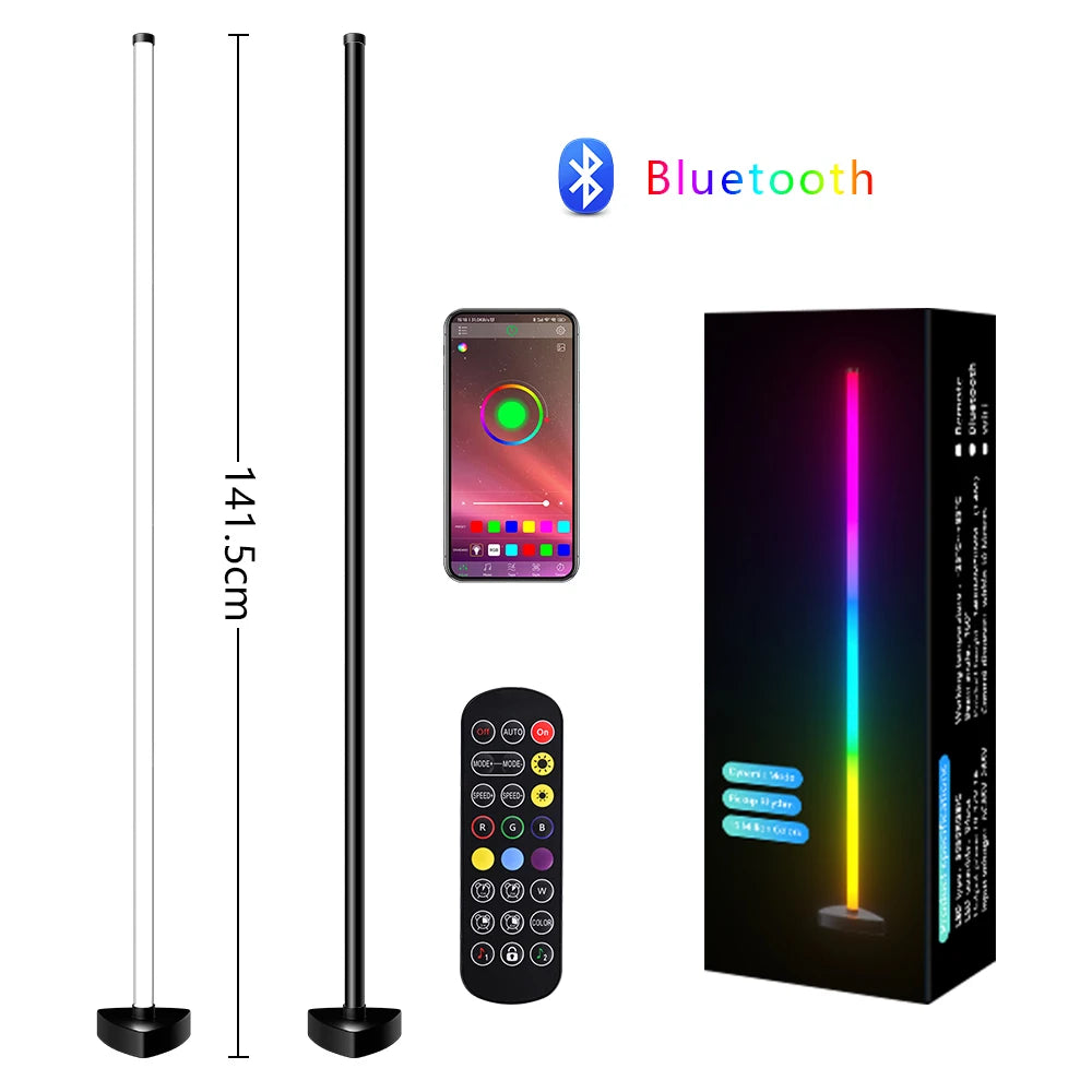 RGB LED Floor Lamp Living Room Dimmable 141Cm Highly DIY Stand RGB LED Mood Light for Bedroom Home Decor Interior Lighting