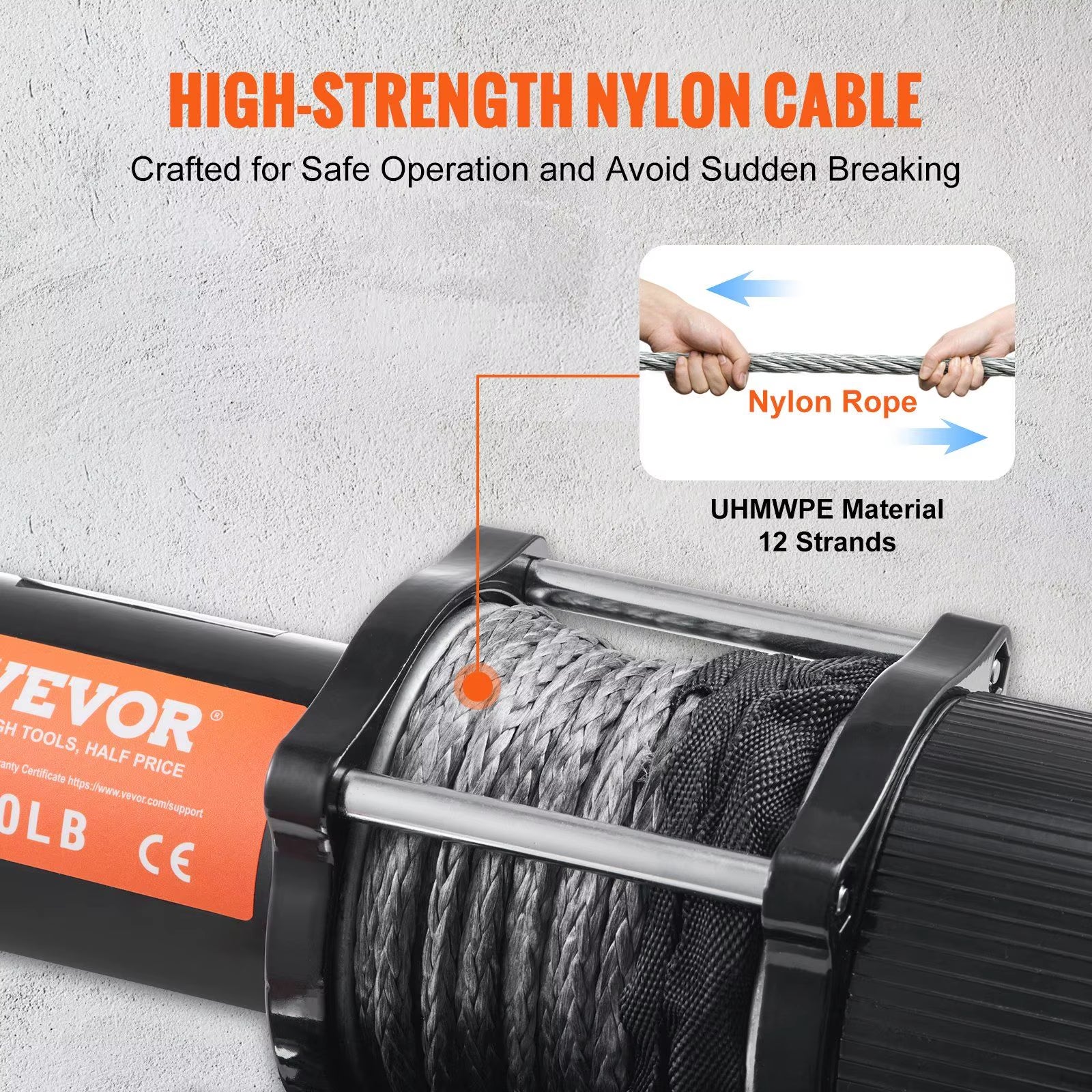 12V 4500 Lb Electric Winch Nylon Rope 1/4' X 39Ft ATV UTV Winch Wireless Handheld Remote Hawse Fairlead Towing for Jeep Off-Road