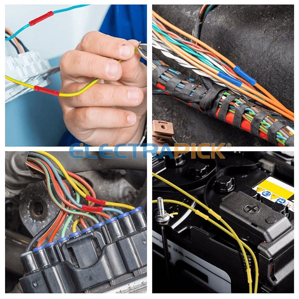200PCS Insulated Straight Electrical Wire Connectors Butt Splice Crimp Terminals