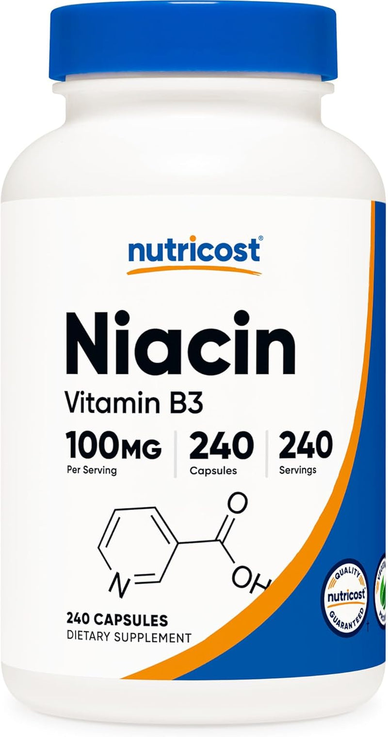 Niacin (Vitamin B3) 100Mg, 240 Capsules - with Flushing, Non-Gmo, Gluten Free