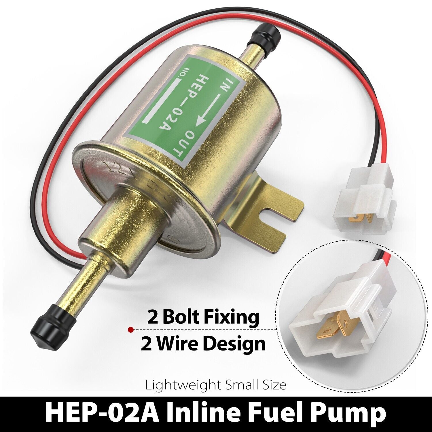 2 Packs 12V Electric Fuel Pump HEP-02A Universal Inline Low Pressure Gas Diesel