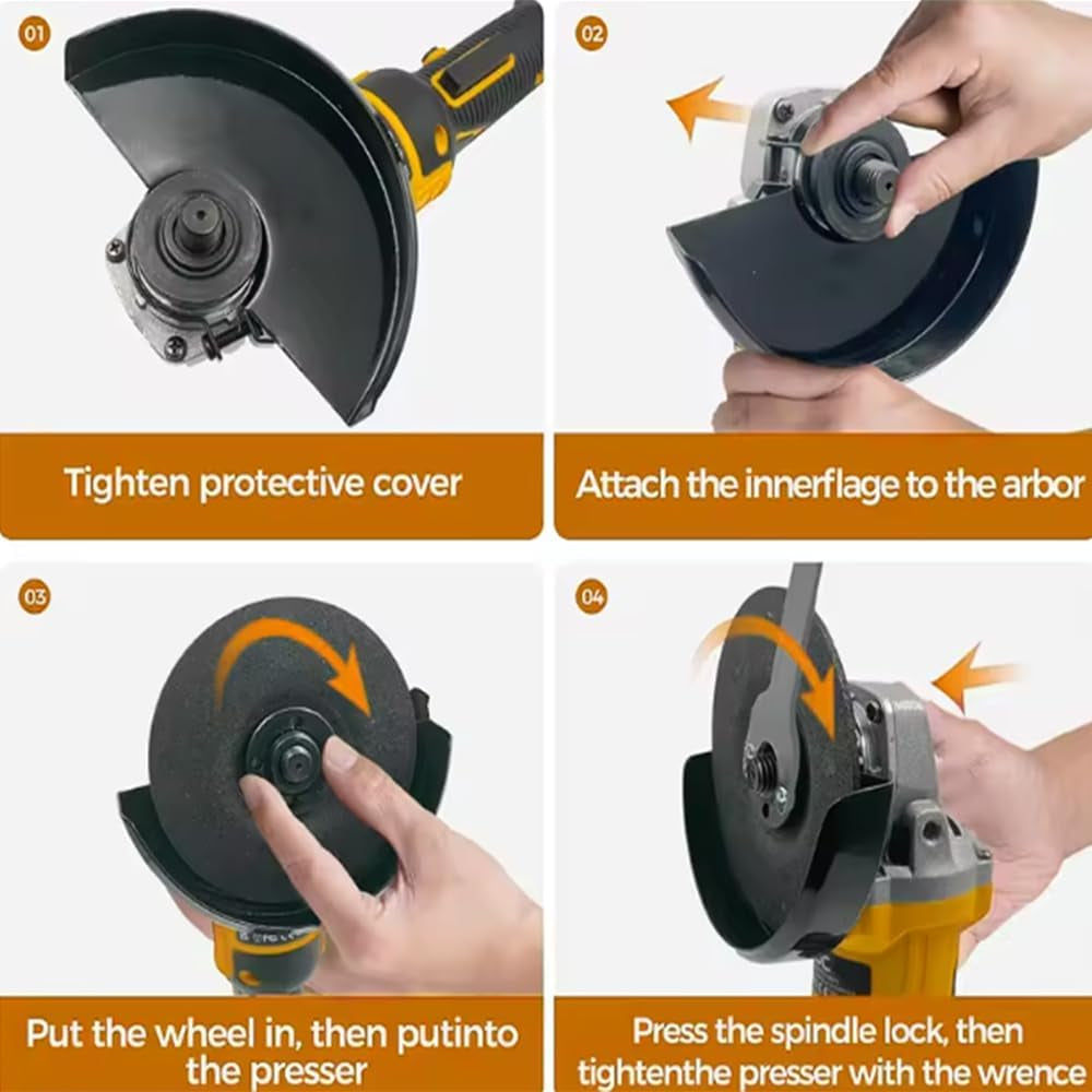 Cordless Angle Grinder for Dewalt 20V MAX Battery, 4-1/2" Brushless Motor Power Tool, 9000RPM, 6 Variable Speeds, Angle Grinder Compatible with Dewalt for Cutting, Grinding, Polishing (Tool Only)