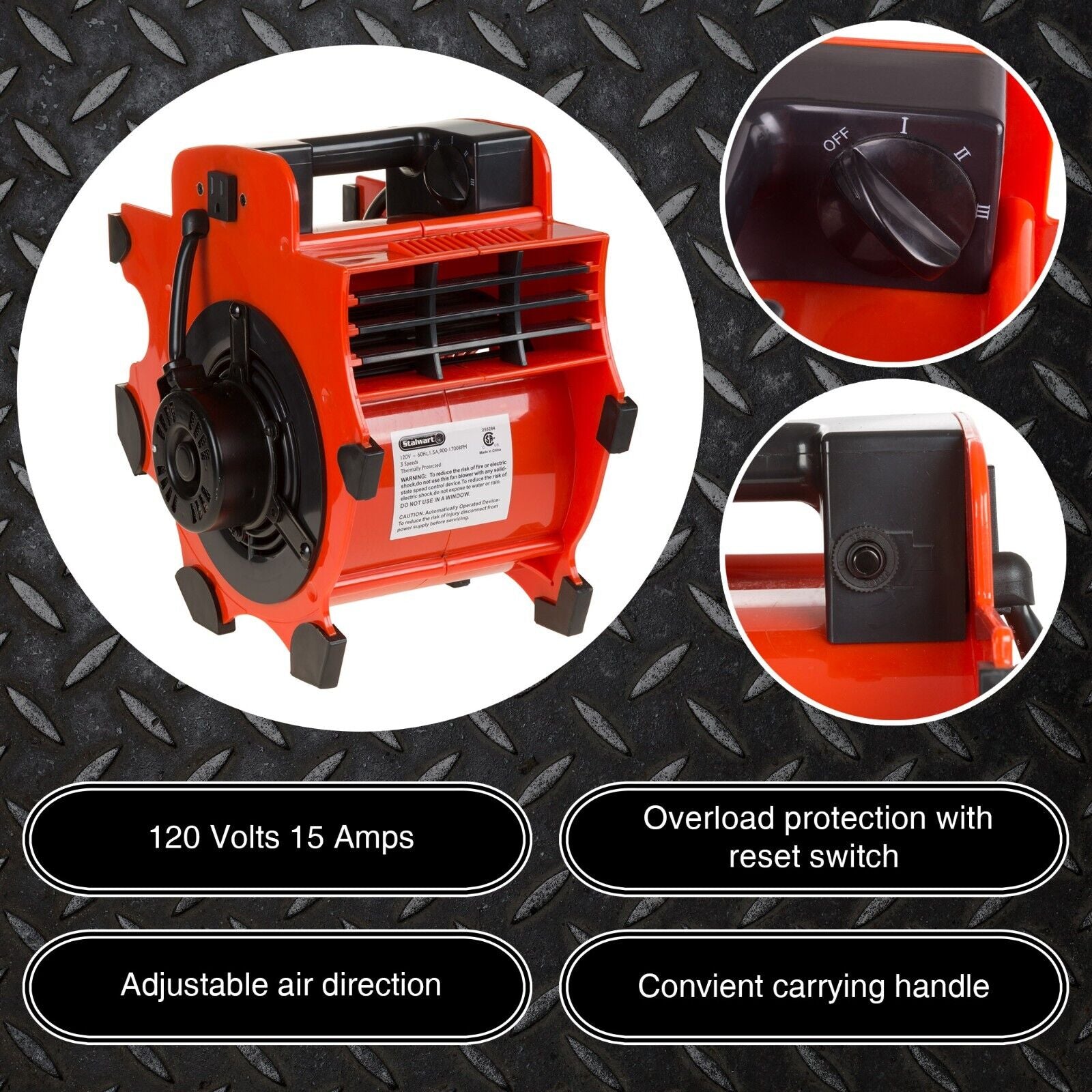 Blower Fan 3-Speed Heavy-Duty Floor and Carpet Dryer 1600 W Portable Air Mover