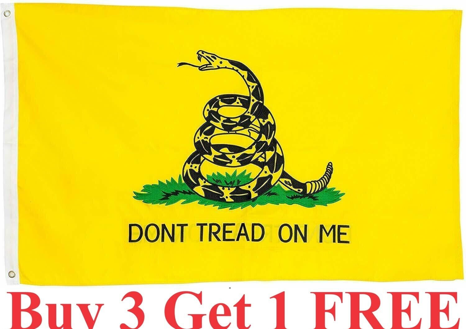 3X5Ft Dont Tread on Me Gadsden Flag Outdoor Yellow Rattle Snake Tea Party Banner