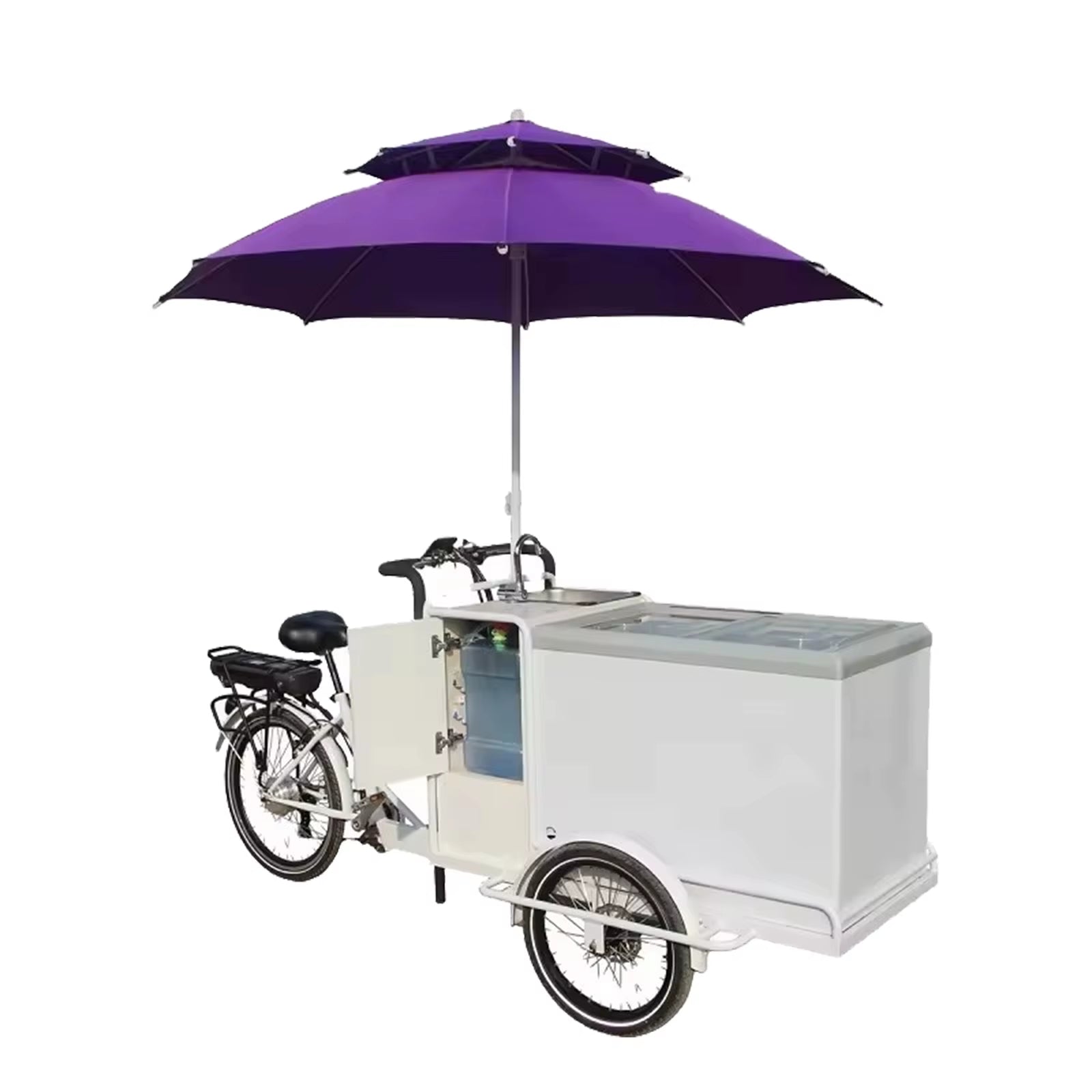 Electric Ice Cream Tricycle Cart Street Sale with Freezer Beverage Water Treatment System and Pump Installation Required