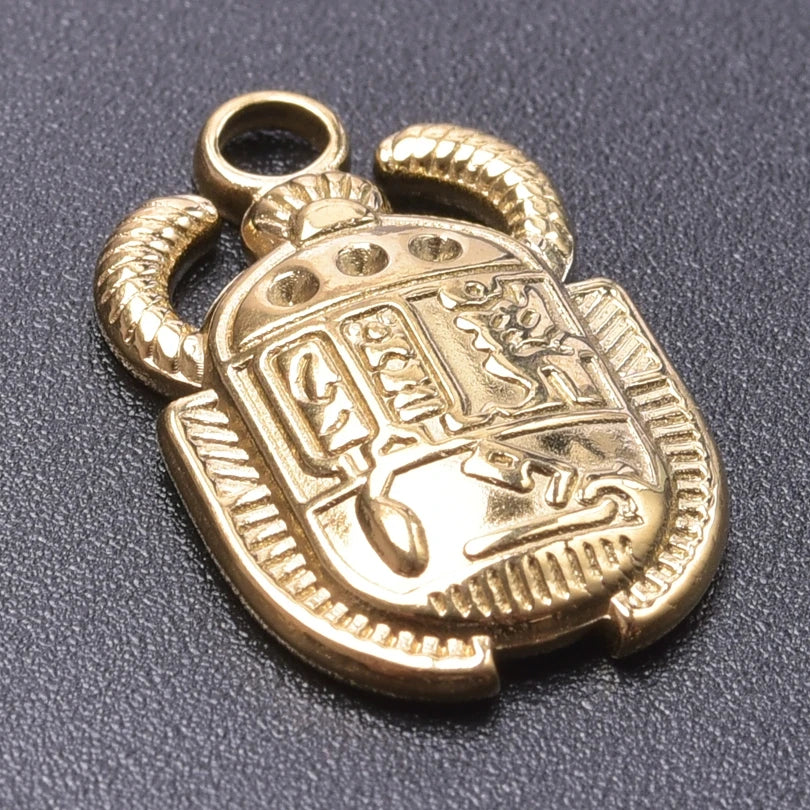 6Pcs Vintage Egyptian Scarab Beetle Charm Stainless Steel Insect Pendant for Jewelry Making DIY Bracelet Necklace Handmade Craft