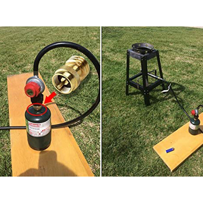 Solid Brass Steak Saver Propane Tank Adapter 1Lb to 20Lb Grill Bottle Converter