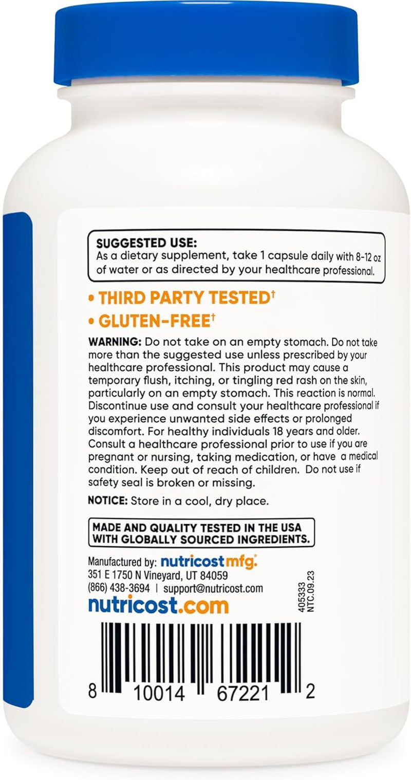 Niacin (Vitamin B3) 100Mg, 240 Capsules - with Flushing, Non-Gmo, Gluten Free