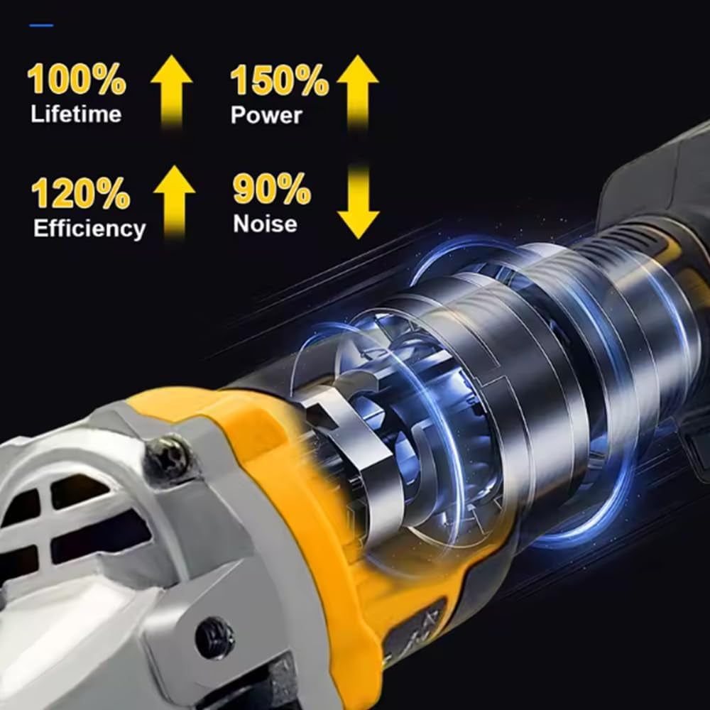 Cordless Angle Grinder for Dewalt 20V MAX Battery, 4-1/2" Brushless Motor Power Tool, 9000RPM, 6 Variable Speeds, Angle Grinder Compatible with Dewalt for Cutting, Grinding, Polishing (Tool Only)