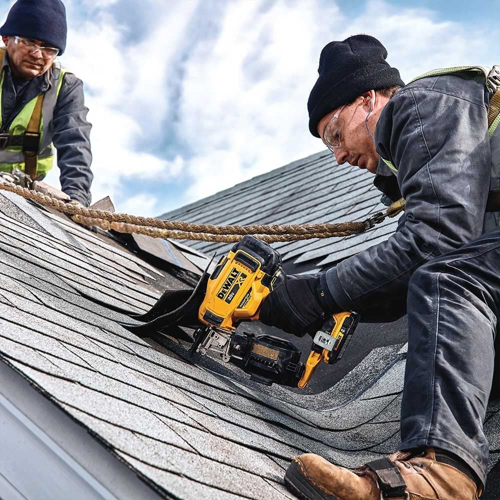 20V MAX Brushless 15 Degree Cordless Coil Battery Powered Roofing Nailer with Tool-Free Nail Tray (Yellow and Black)