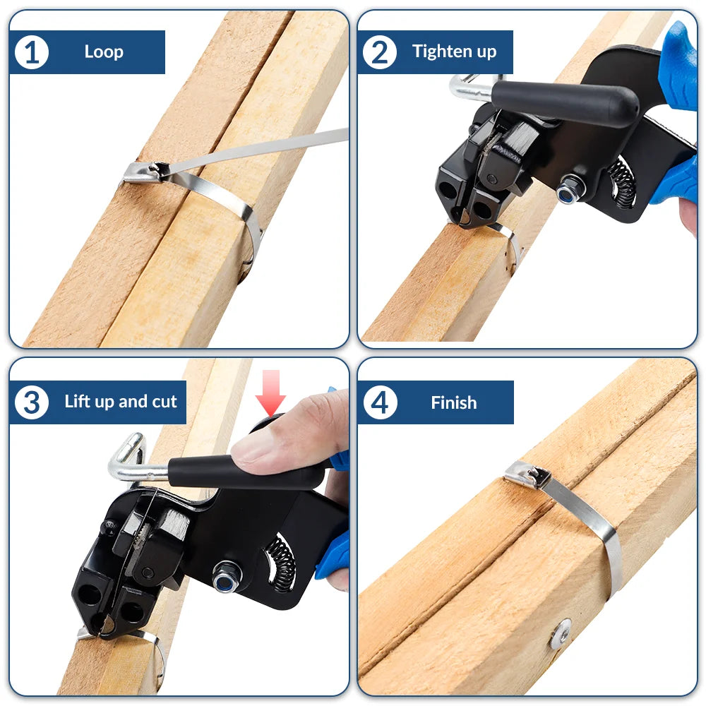 Stainless Steel Cable Tie Pliers, Cable Tie Gun, Self-Locking Cable Tie Cutter, Household Fastening Belt Cutting/Tightening Tool