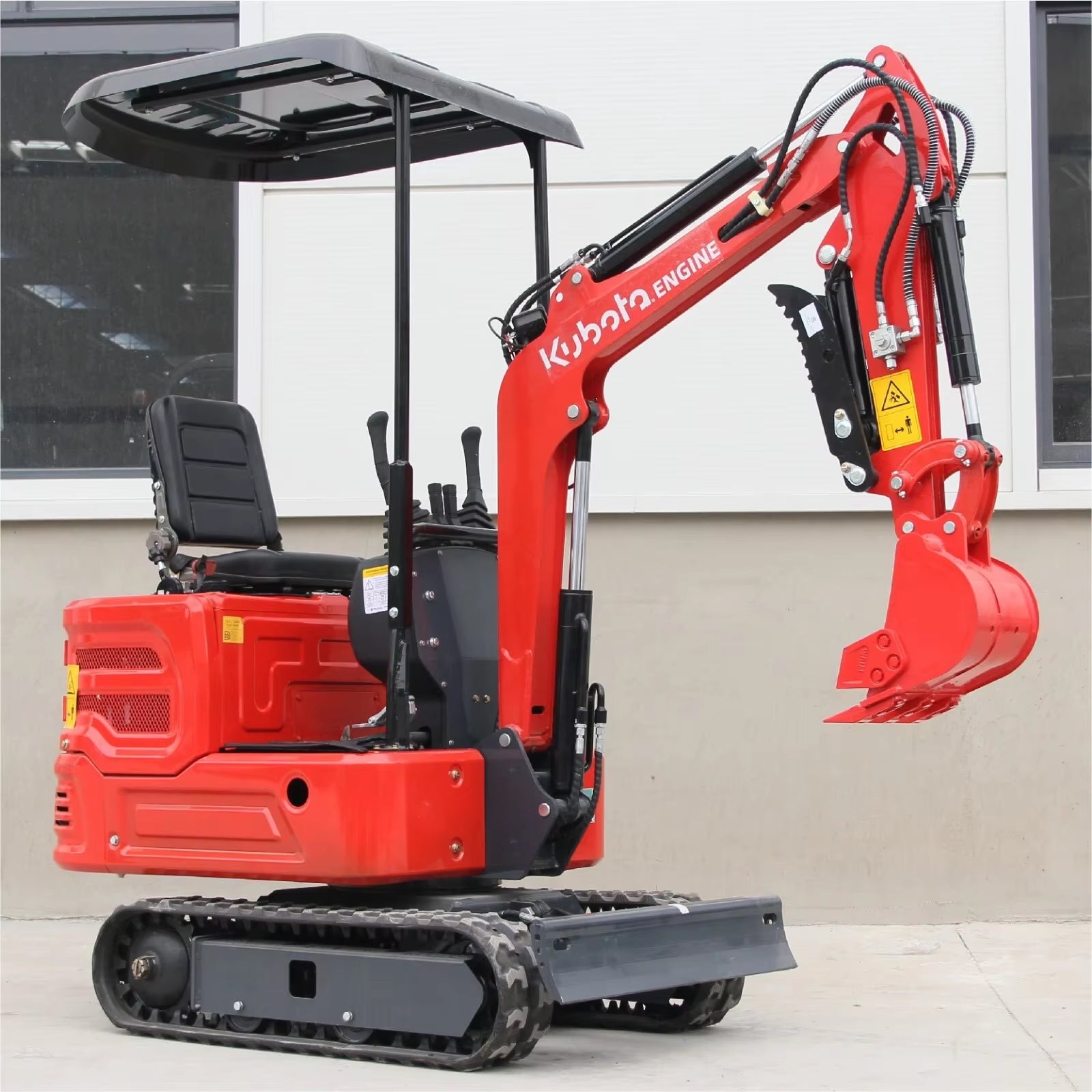 1.1Ton Red  Engine Mini Excavator Hydraulic Thumb Tracked Crawler Diesel Free Shipping