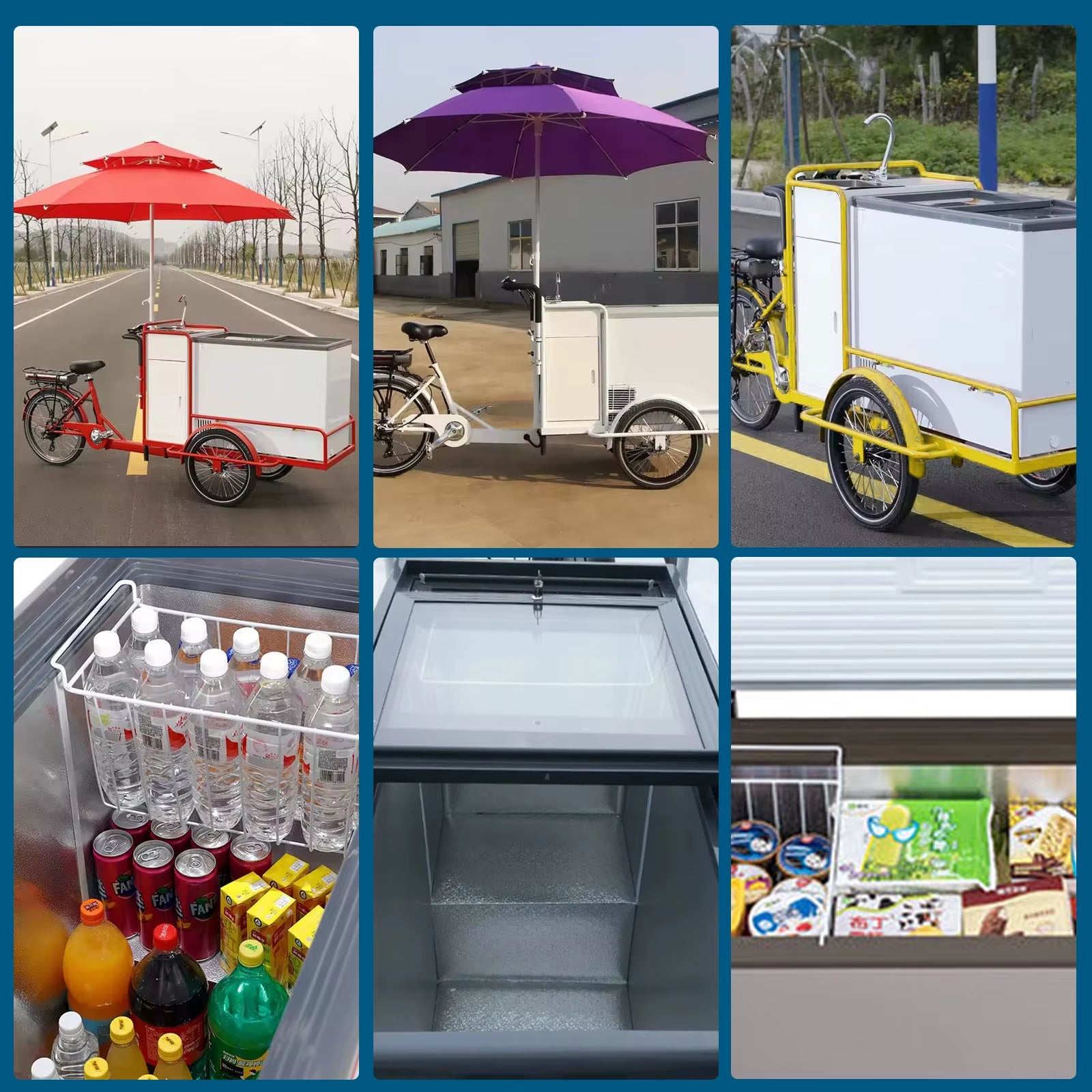 Electric Ice Cream Tricycle Cart Street Sale with Freezer Beverage Water Treatment System and Pump Installation Required