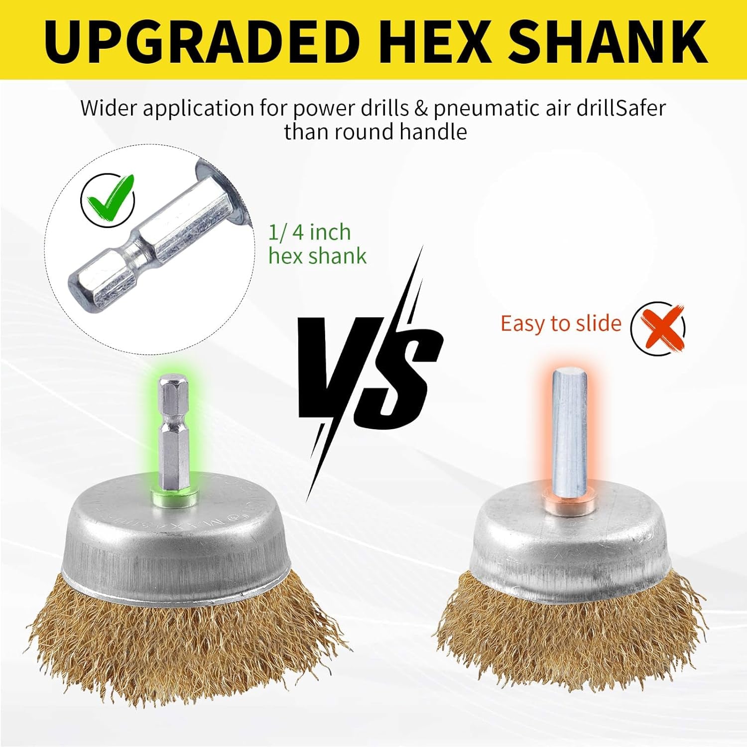 5 Pcs Wire Brush for Drill Set, Brass Wire Wheel for Drill, 1/4 Inch Hex Shank,