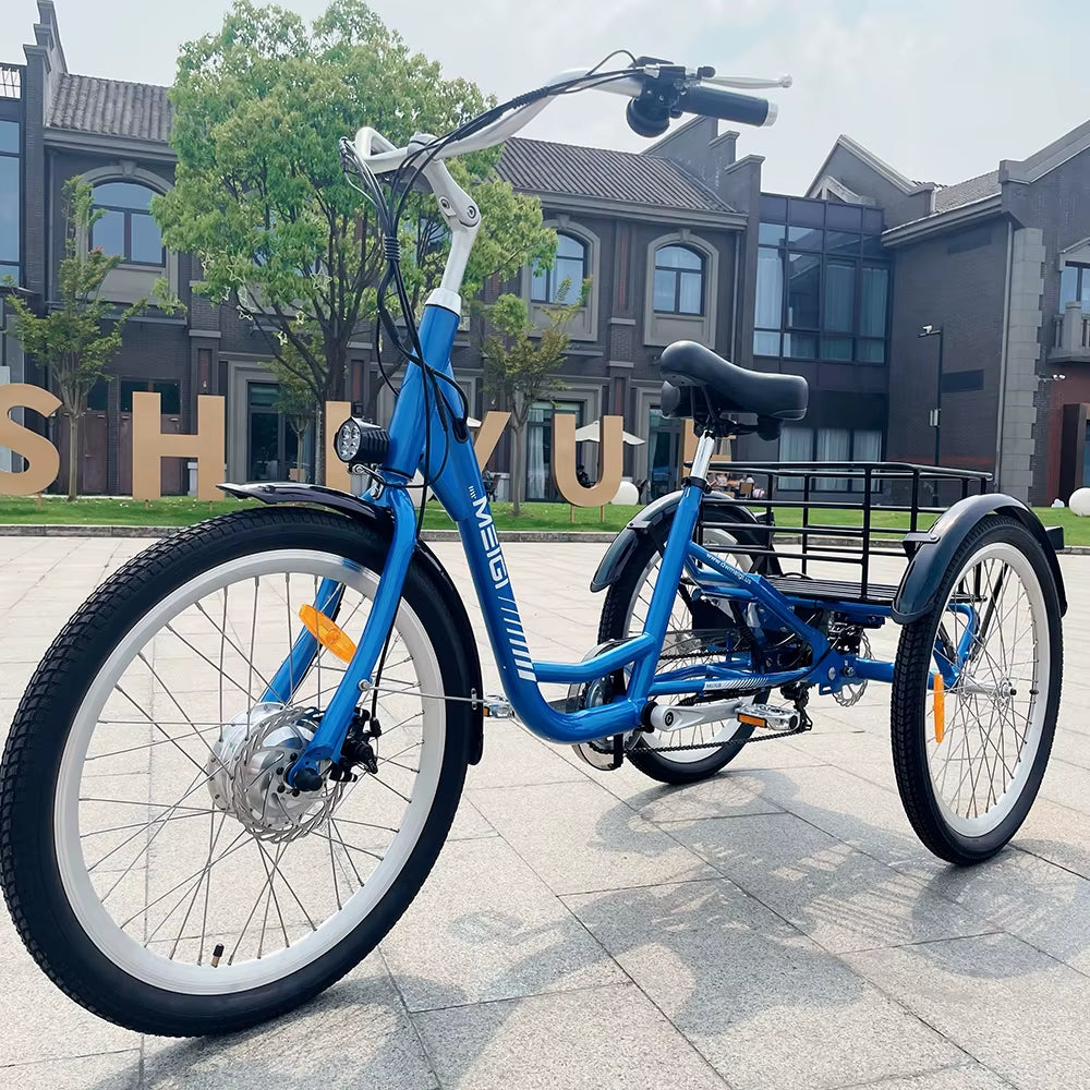 EZREAL USA Stock Electric Bicycle Three Wheel Tricycle Electric 24" 350W E Trikes 3 Wheel Electric Trike for Adult