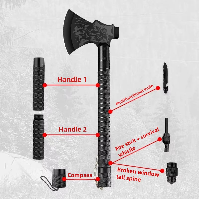 Outdoor Camping Survival Axe Aluminum Handle Steel Metal Head First Aid Detachable Multifunction Hunting Hiking Tactical Axes
