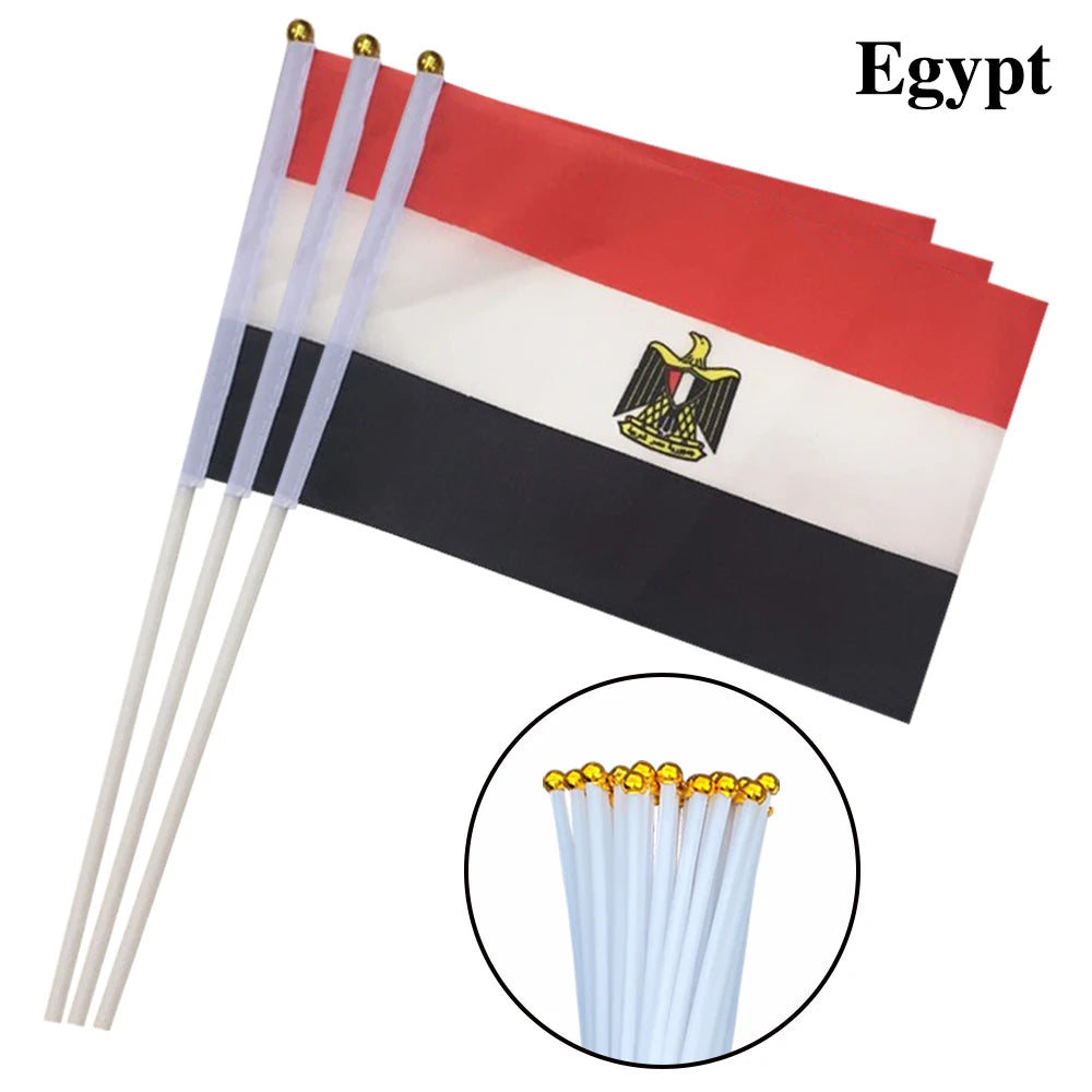 10/20/50 Pieces 14 * 21Cm Egyptian Hand-Held Plastic Stick Flag Outdoor Celebration Event Egyptian Small Flag