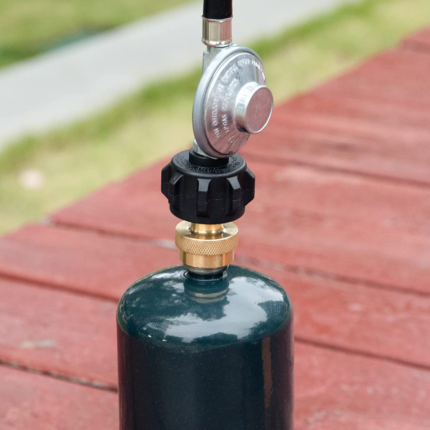 Solid Brass Steak Saver Propane Tank Adapter 1Lb to 20Lb Grill Bottle Converter