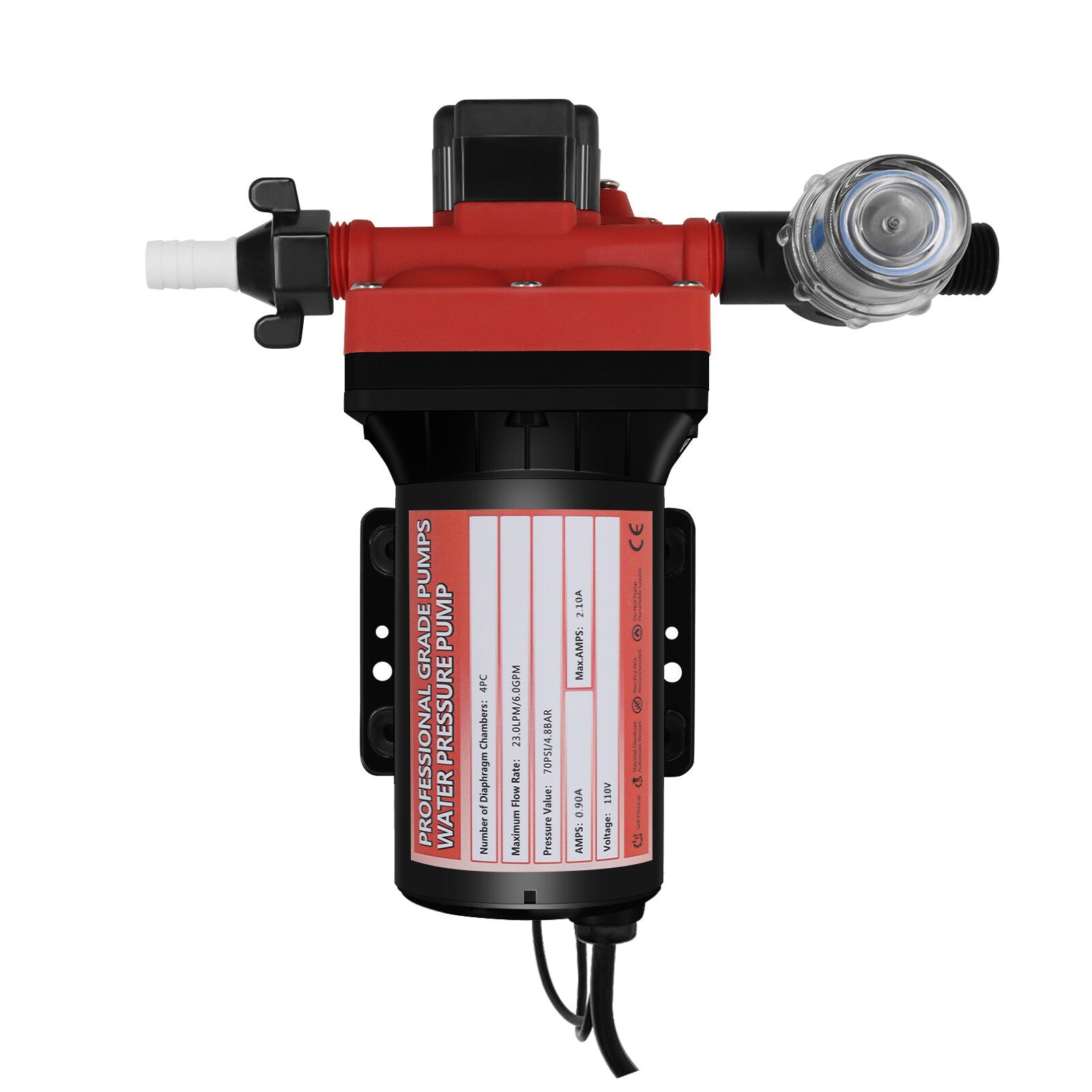 AC 110V 6GPM RV Water Pump Self-Priming Diaphragm Pump 70PSI High Pressure Pump