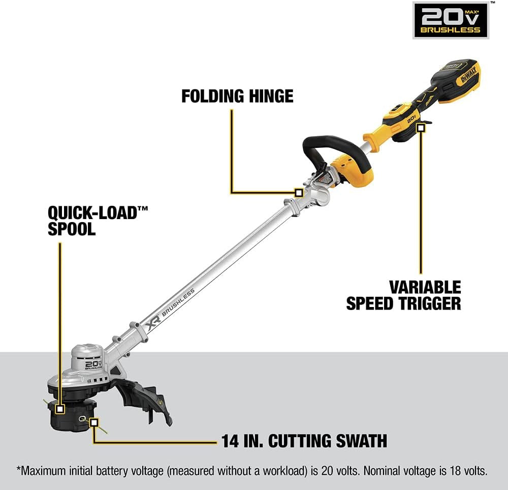 20V MAX* XR String Trimmer, 14-Inch, Tool Only (DCST922B)