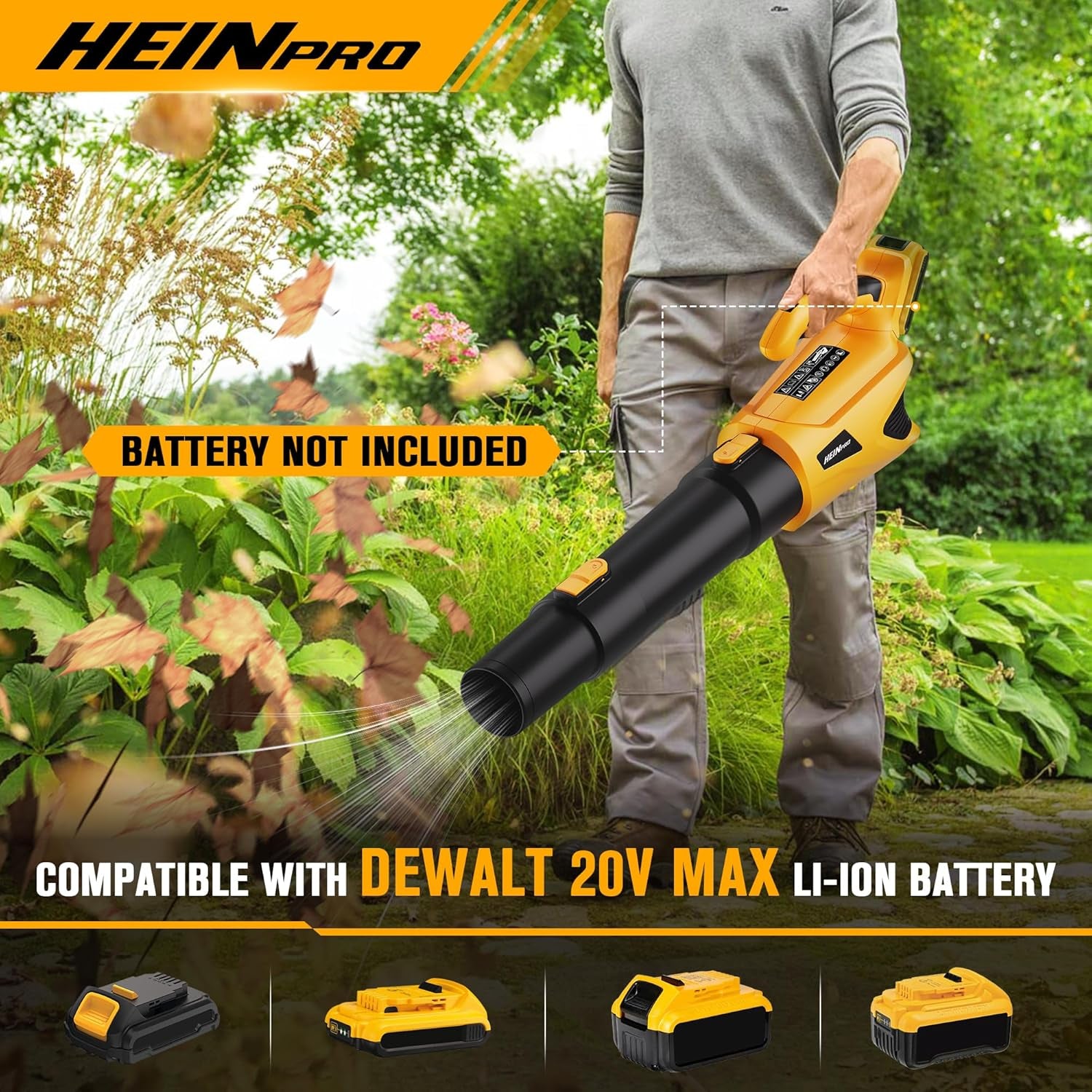 Cordless Leaf Blower Compatible with Dewalt 20V Max Battery, 500CFM/150MPH Electric Leaf Blower Cordless, 5 Speed Modes, Battery Powered Blowers for Lawn Care, Yard (Bare Tool)