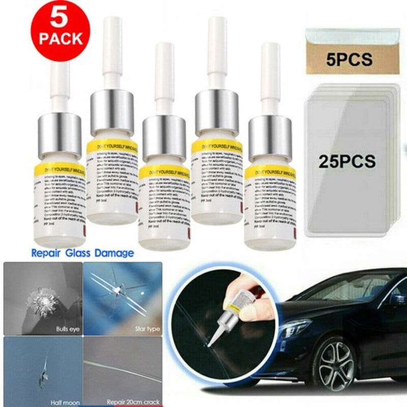 5 Pack White Auto Glass Nano Repair Fluid Car Windshield Resin Crack Tool Kit