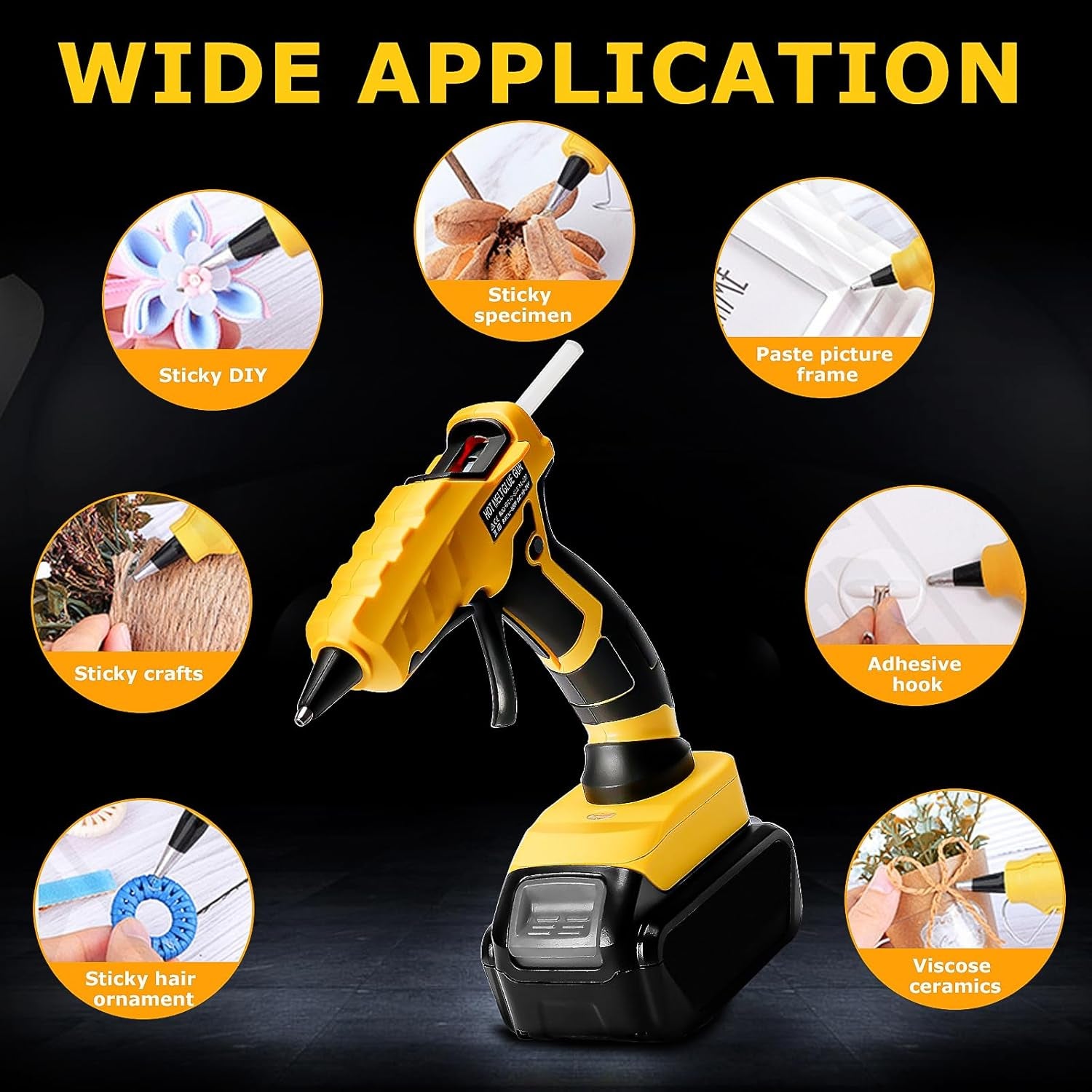 Cordless Hot Glue Gun for Dewalt, Suitable for Dewalt 18V/20V Max Lithium-Ion Battery, 30S Quick Preheat Hot Melt Glue Gun with 30 Pcs Glue Sticks(7 * 150Mm) for Arts/Crafts/Diy/Repairs(Tool Only)