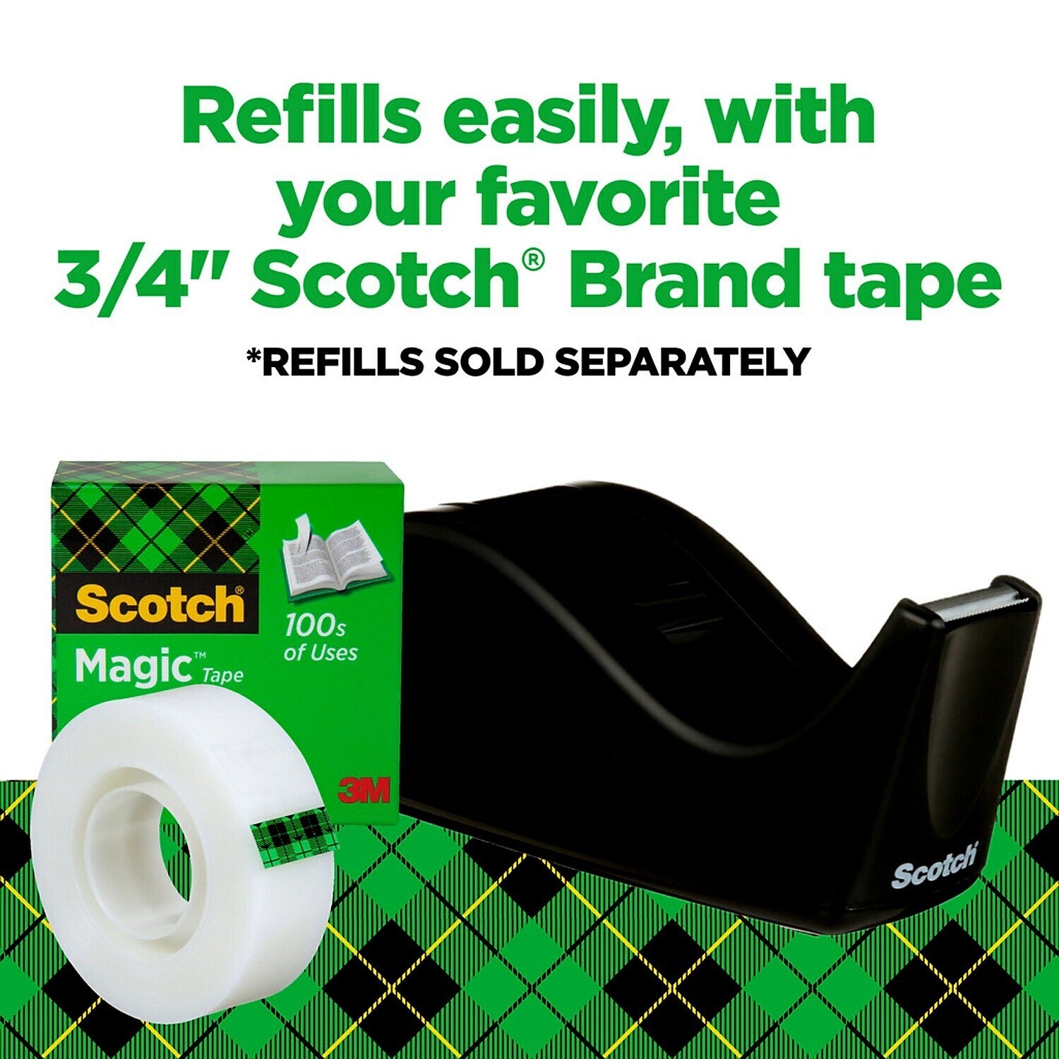 Scotch Value Desktop Tape Dispenser 1" Core Two-Tone Black C60BK
