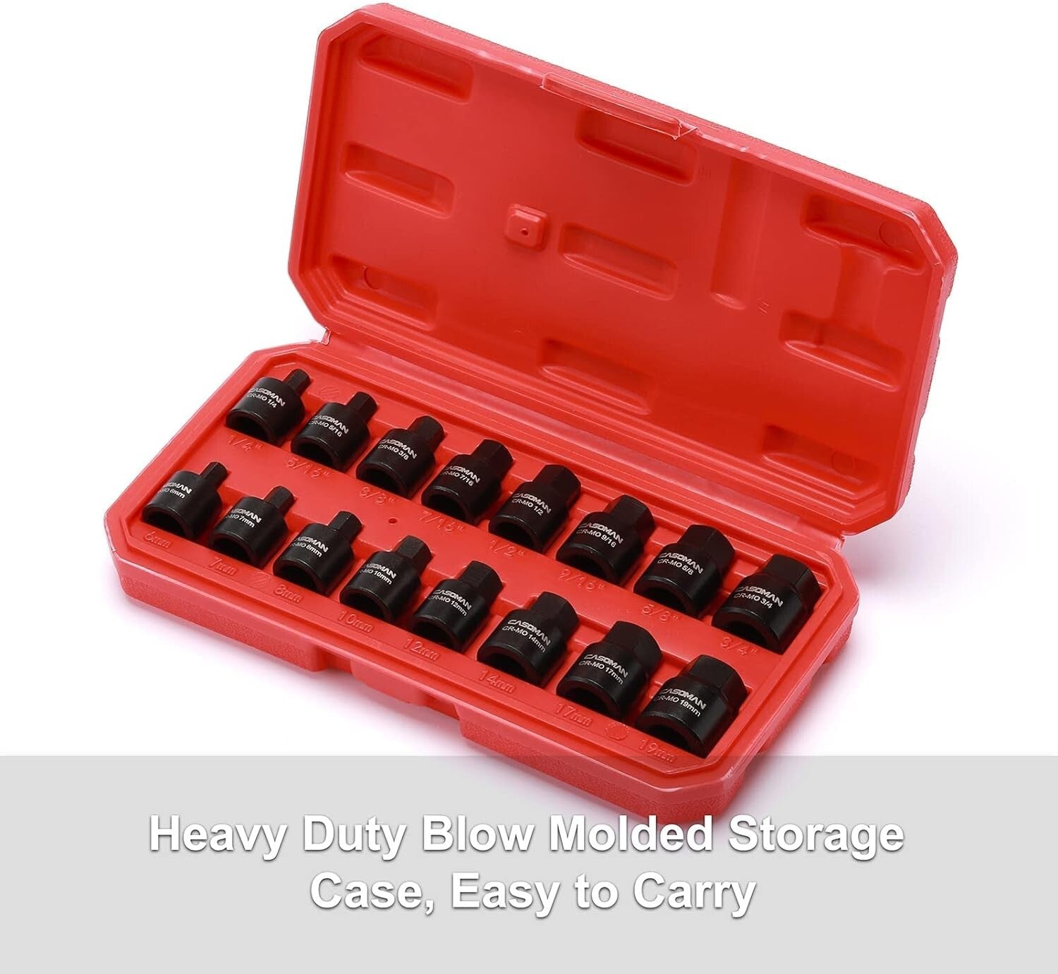16 PCS 3/8" Drive Low Profile Impact Driver Set SAE & Metric Hex Bit Socket Set