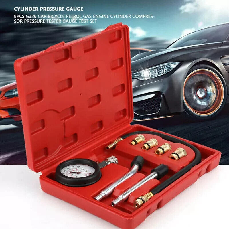 Engine Cylinder Compression Gauge Tester Kit Gas Engine Diagnostic Testing Tool.