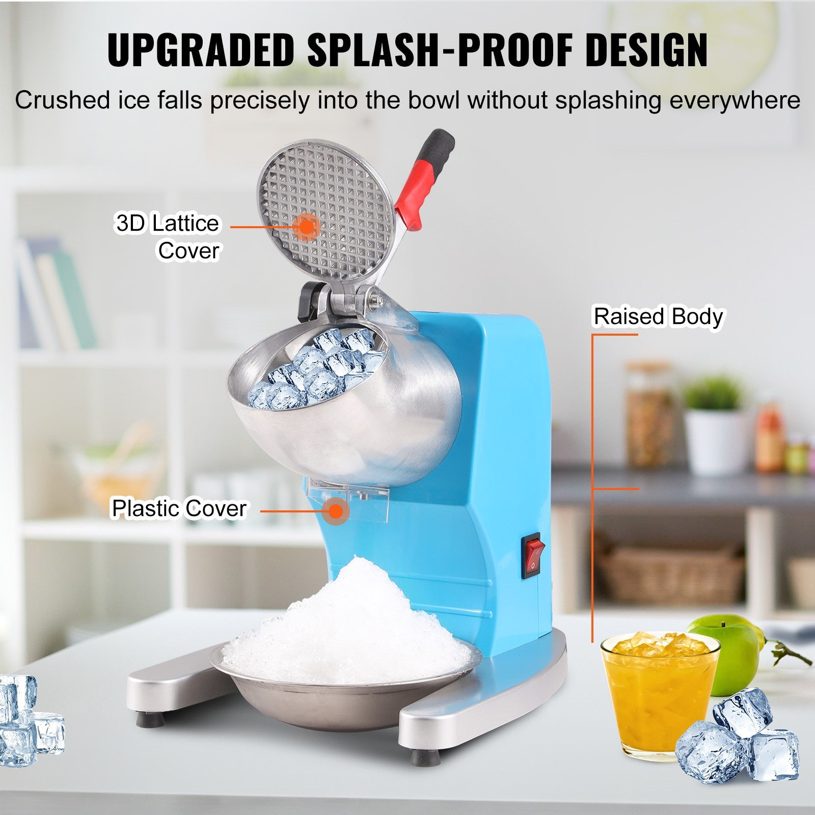Electric Ice Crusher 220Lbs/Hr Snow Cone Machine Maker Shaved Ice 300W