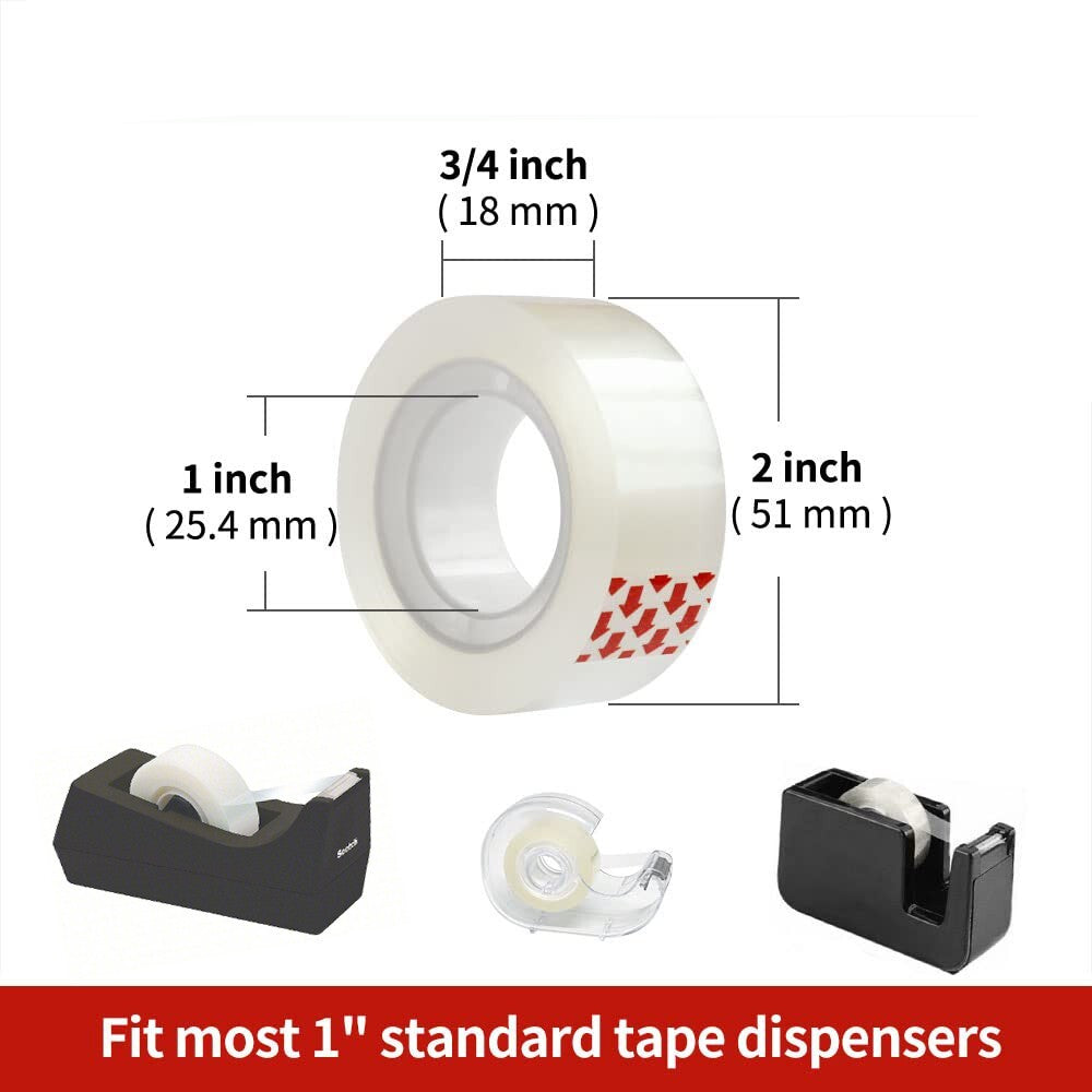 100 Roll Crystal Clear Transparent Tape Dispenser Refills 3/4" X 1000" Wholesale