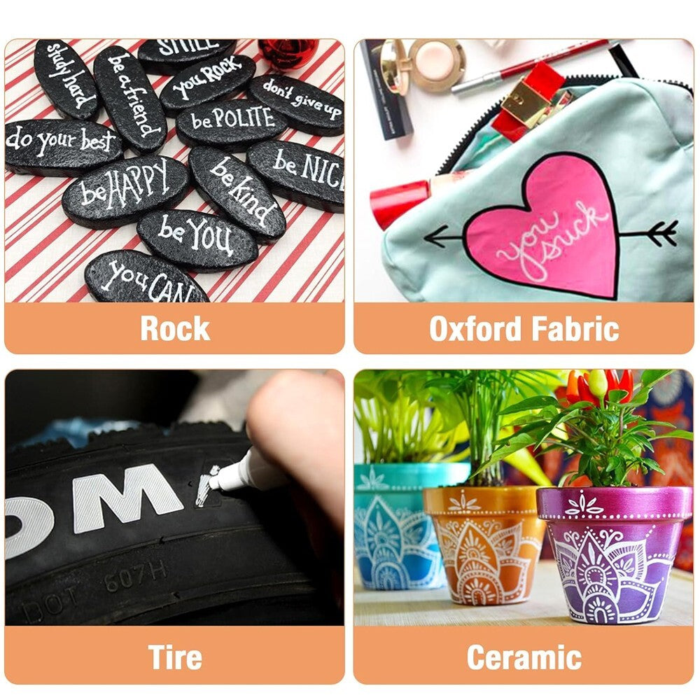 Lot White Permanent Waterproof Oil Based Paint Marker Car Tire Pen Metal Wood
